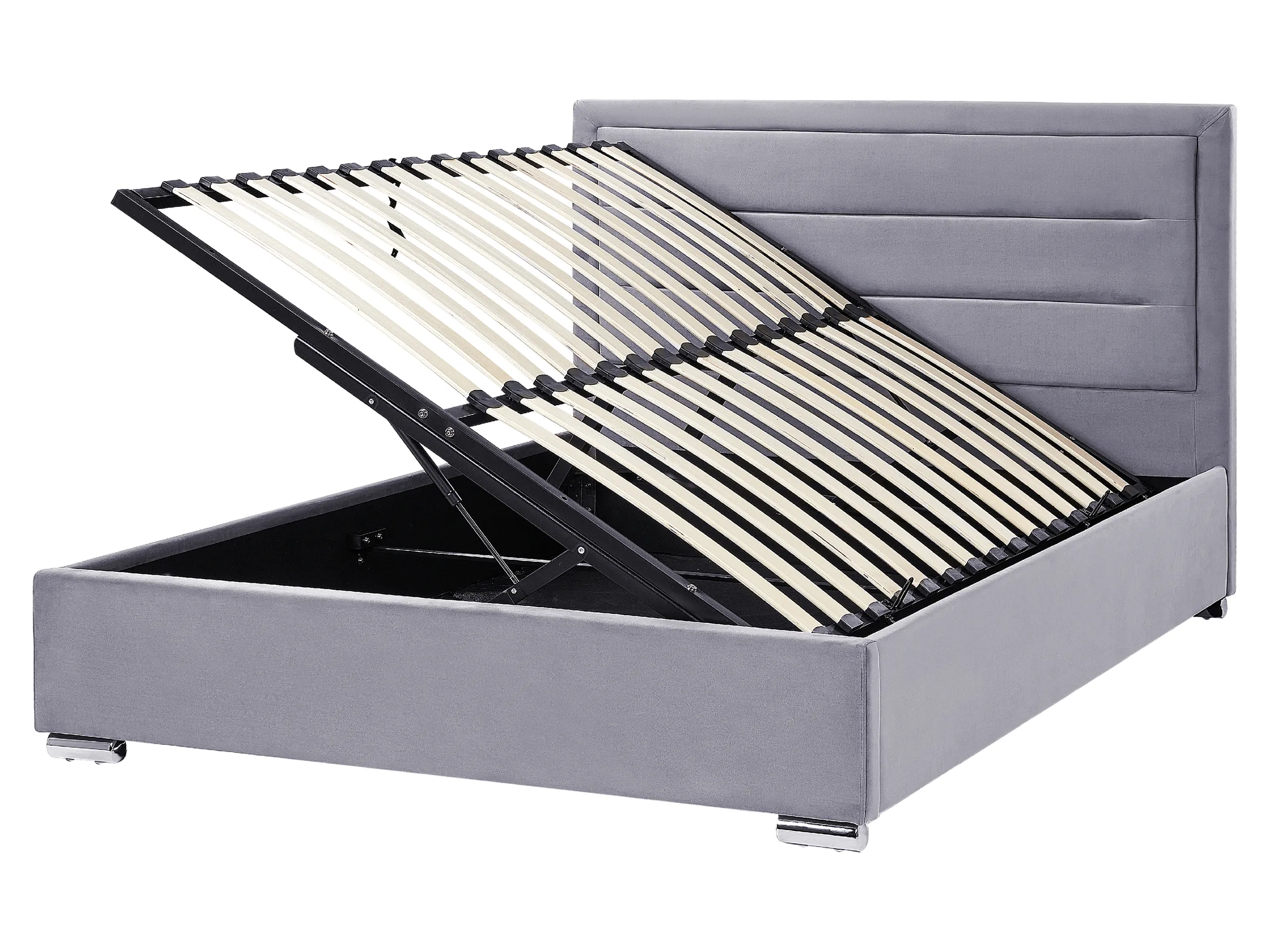 Cama con almacenaje Terciopelo ROUEN 160 x 200 cm Gris oscuro