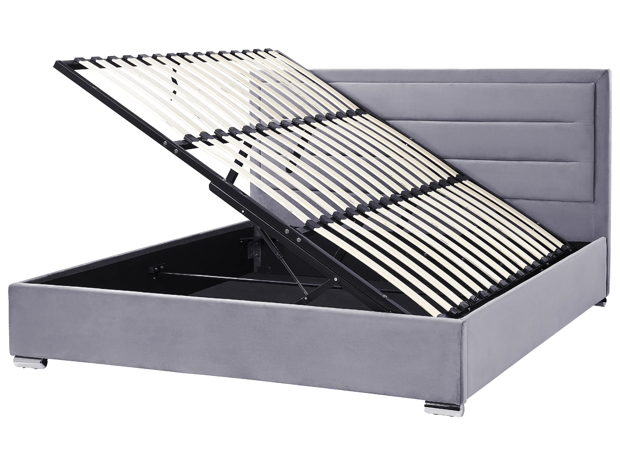 Cama con almacenaje Terciopelo ROUEN 180 x 200 cm Gris oscuro