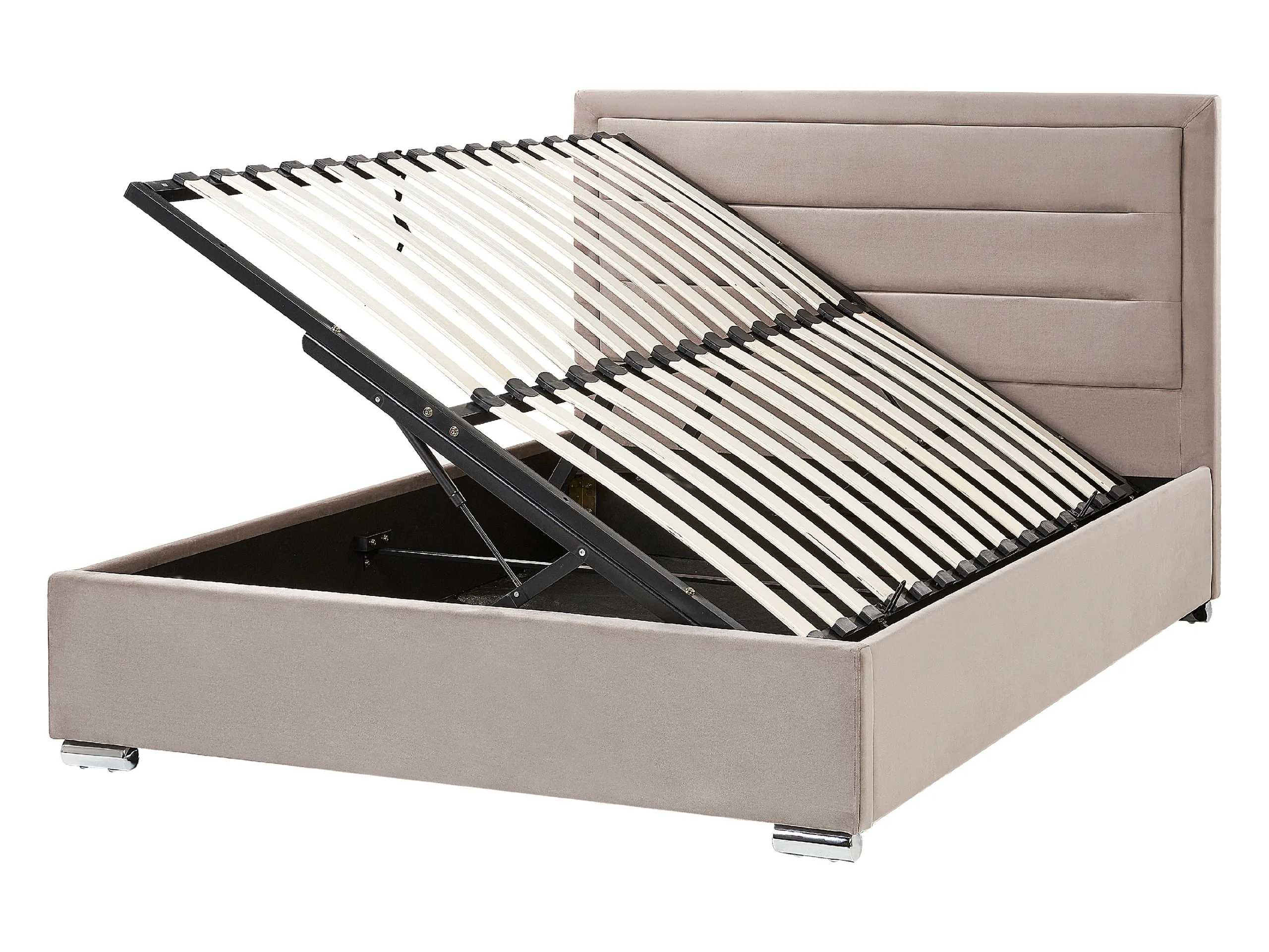 Cama con almacenaje Terciopelo ROUEN 140 x 200 cm Gris pardo