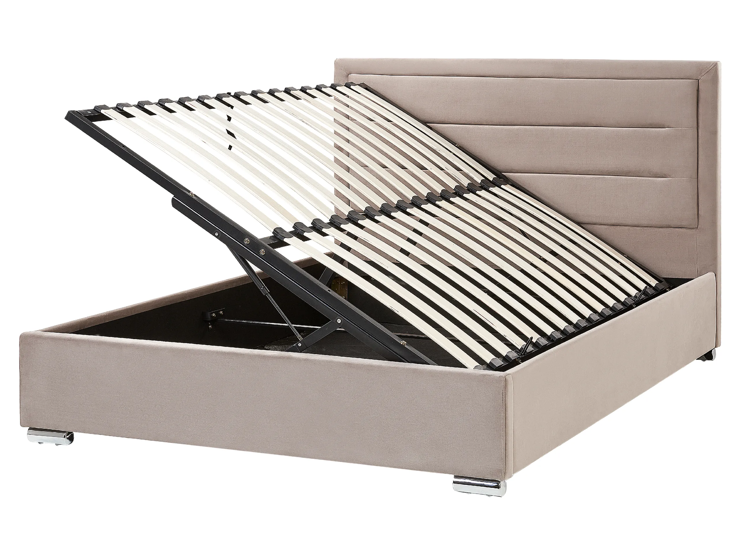 Cama con almacenaje Terciopelo ROUEN 160 x 200 cm Gris pardo