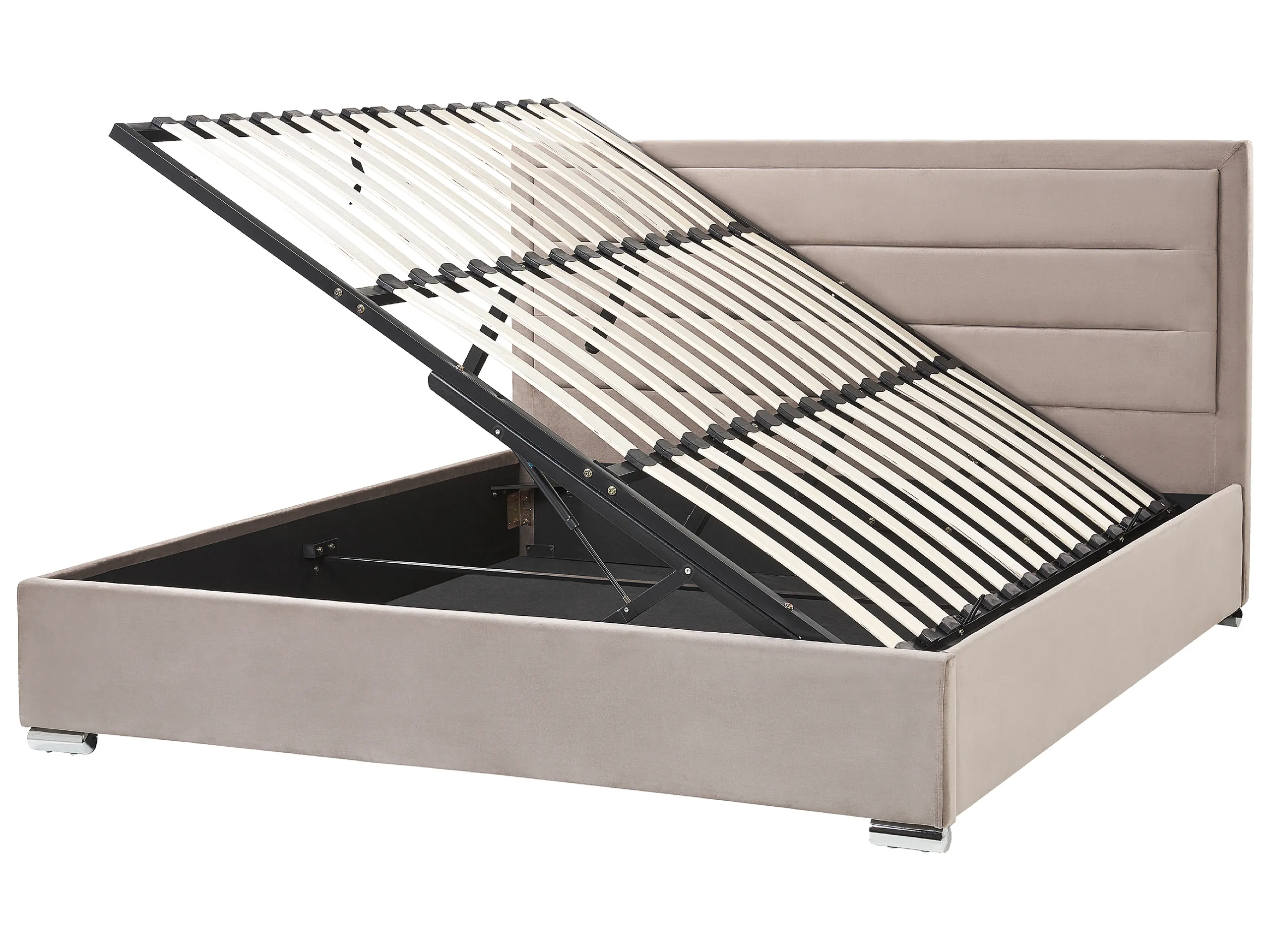 Cama con almacenaje Terciopelo ROUEN 180 x 200 cm Gris pardo