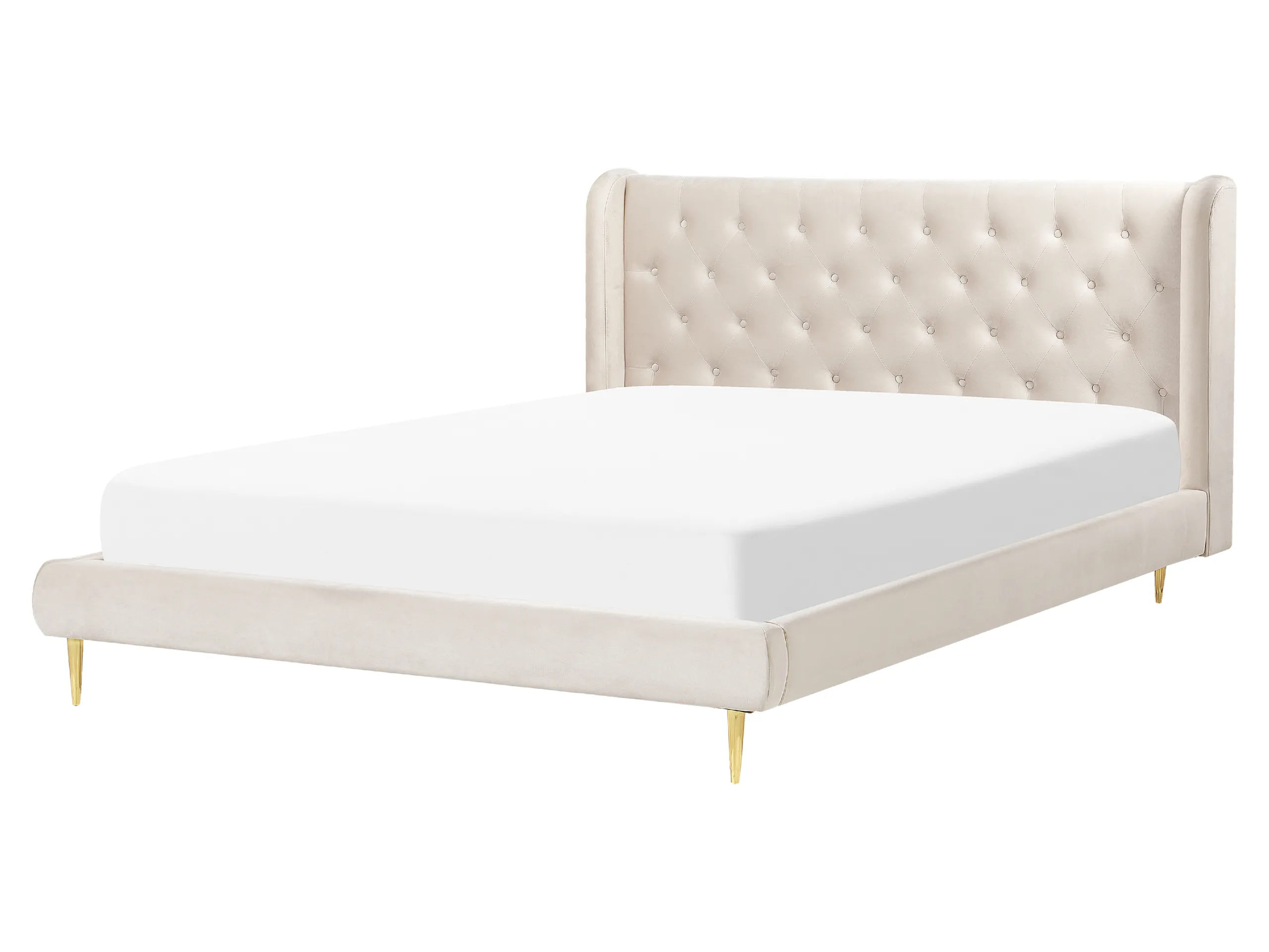 Cama Terciopelo FORBACH 160 x 200 cm Beige