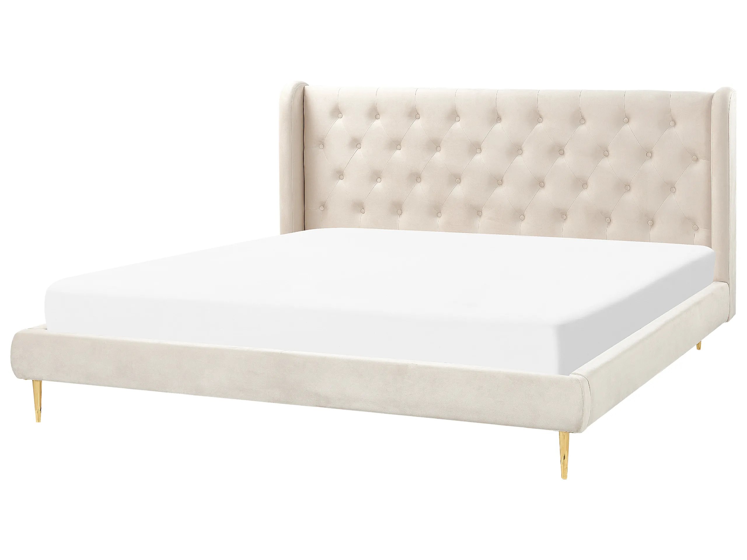 Cama Terciopelo FORBACH 180 x 200 cm Beige