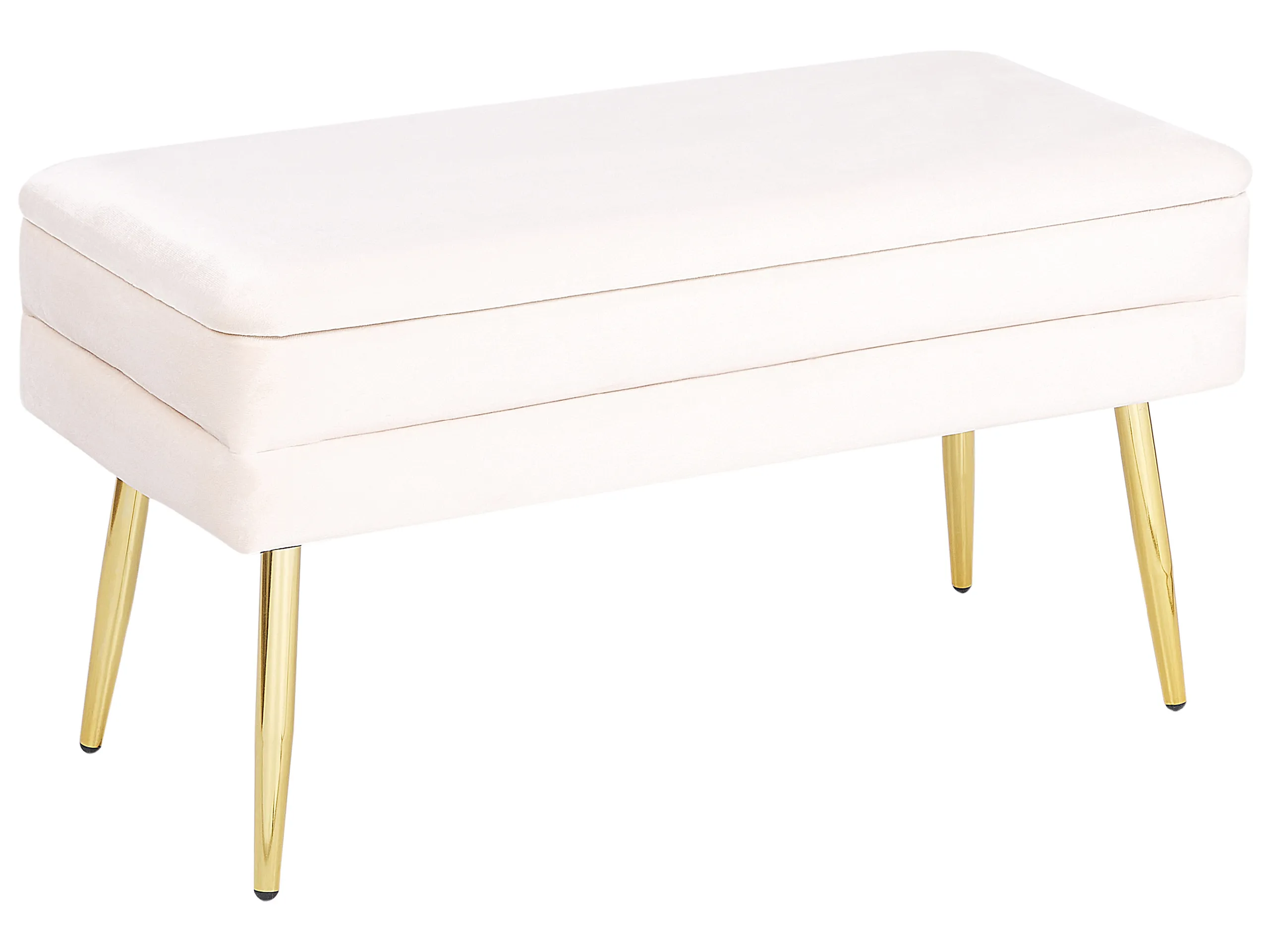 Banco tapizado con almacenaje DURHAM Terciopelo Blanco crema