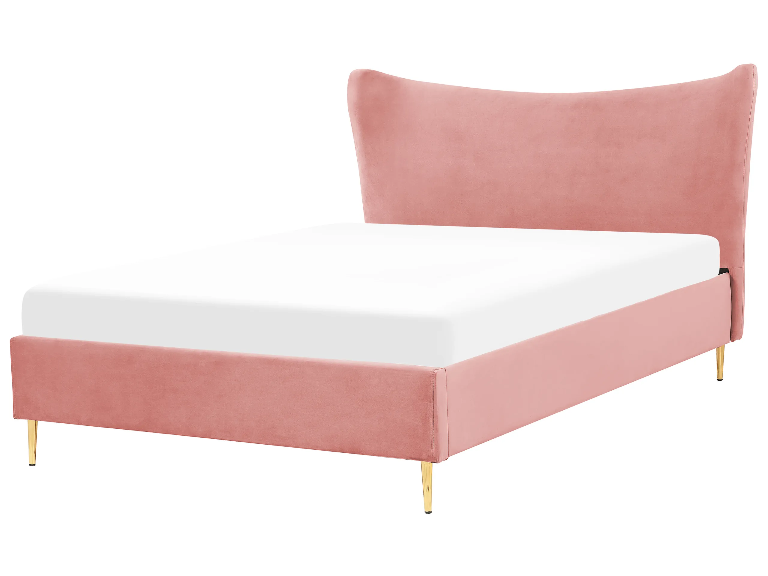 Cama Terciopelo CHALEIX 140 x 200 cm Rosa melocotón