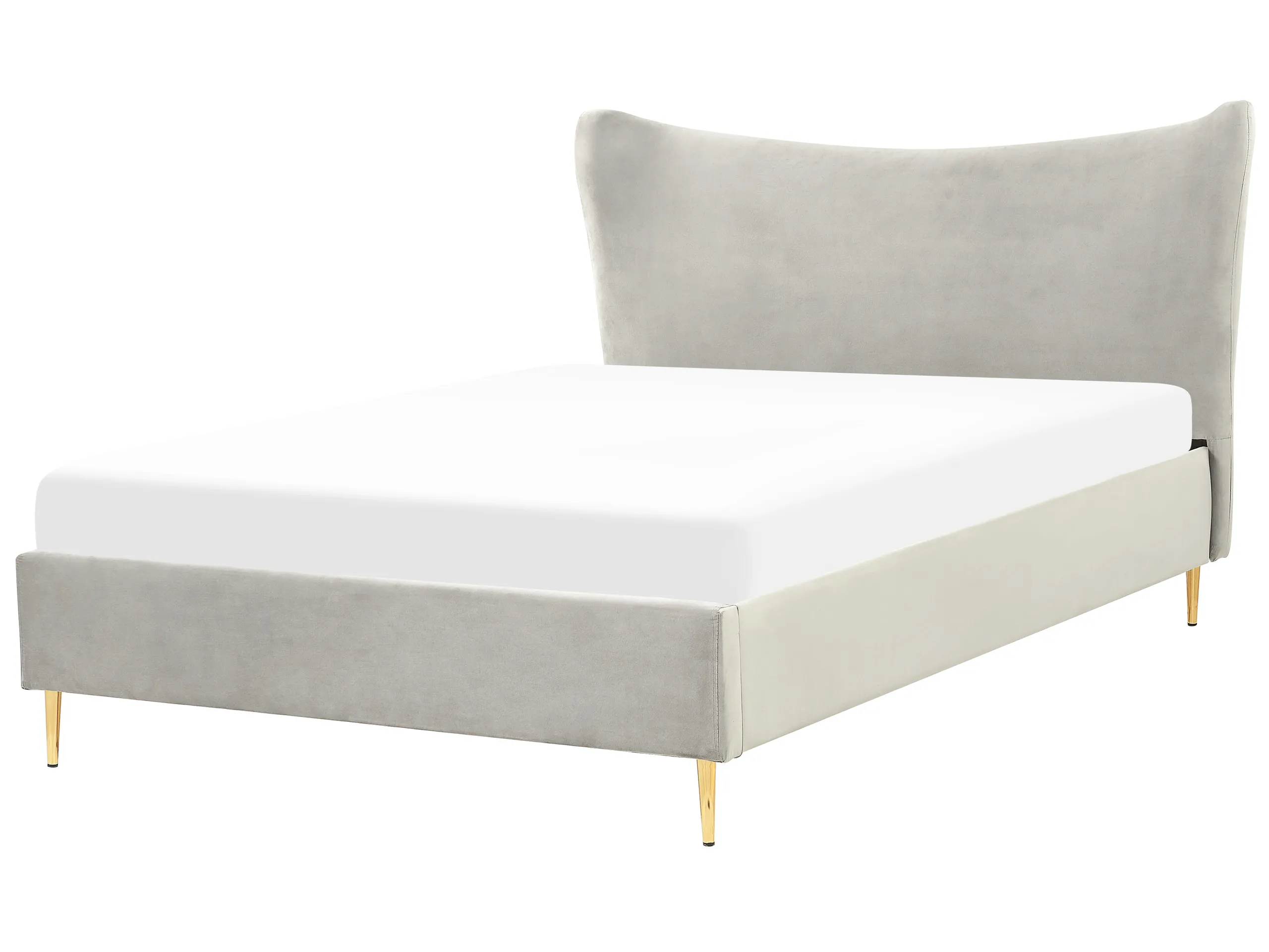 Cama Terciopelo CHALEIX 140 x 200 cm Gris claro