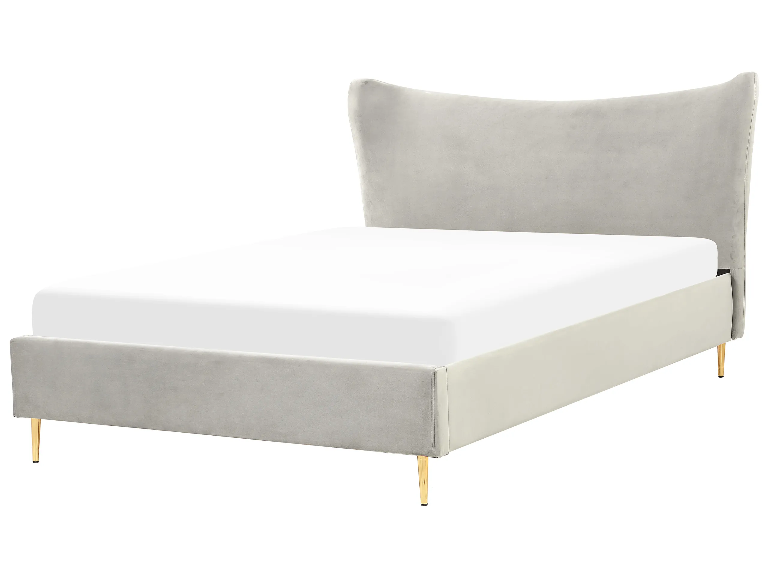 Cama Terciopelo CHALEIX 160 x 200 cm Gris claro
