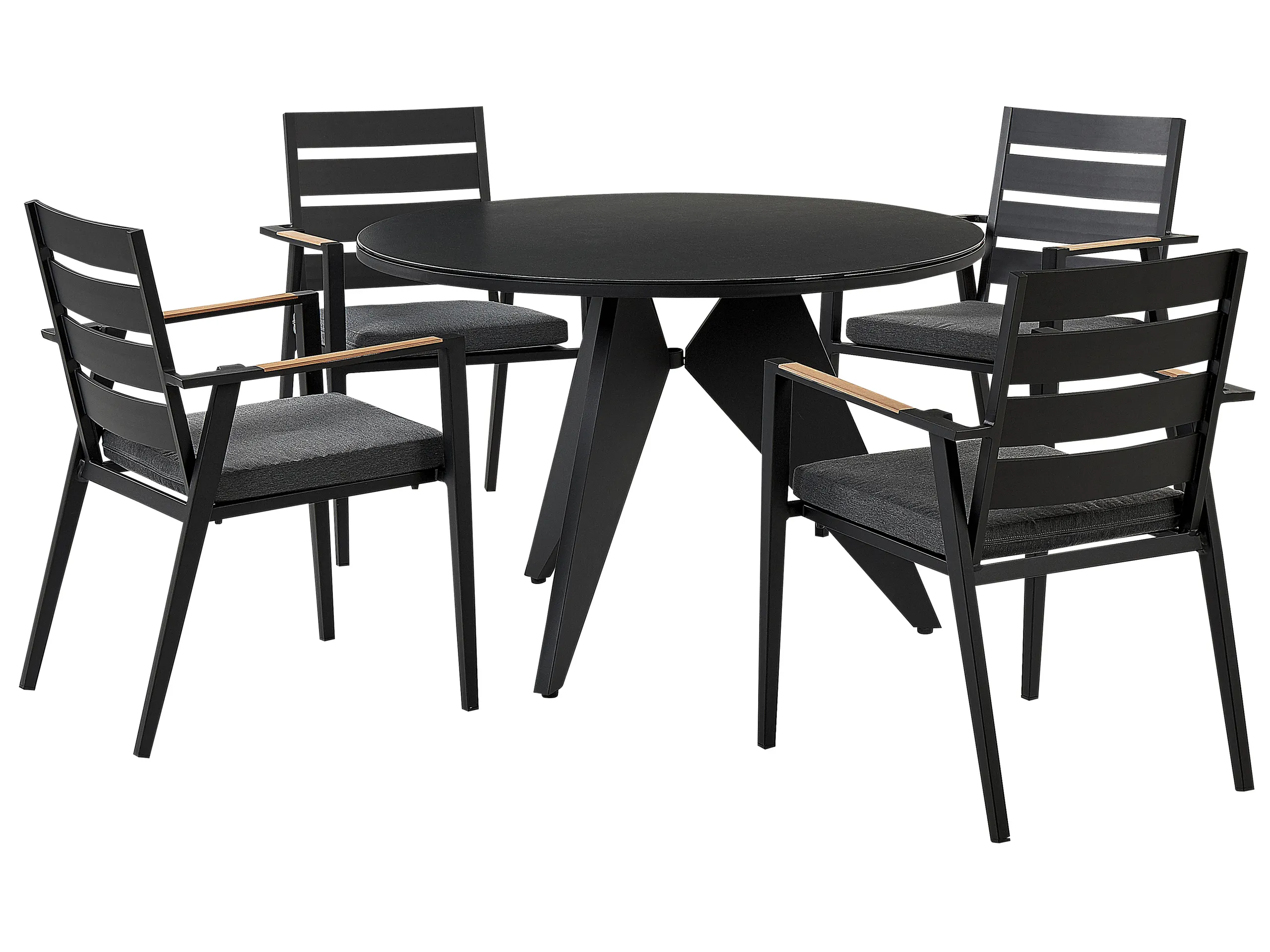 Garden Dining Set 4 Seater OLMETTO/TAVIANO with Cushions Metal Black