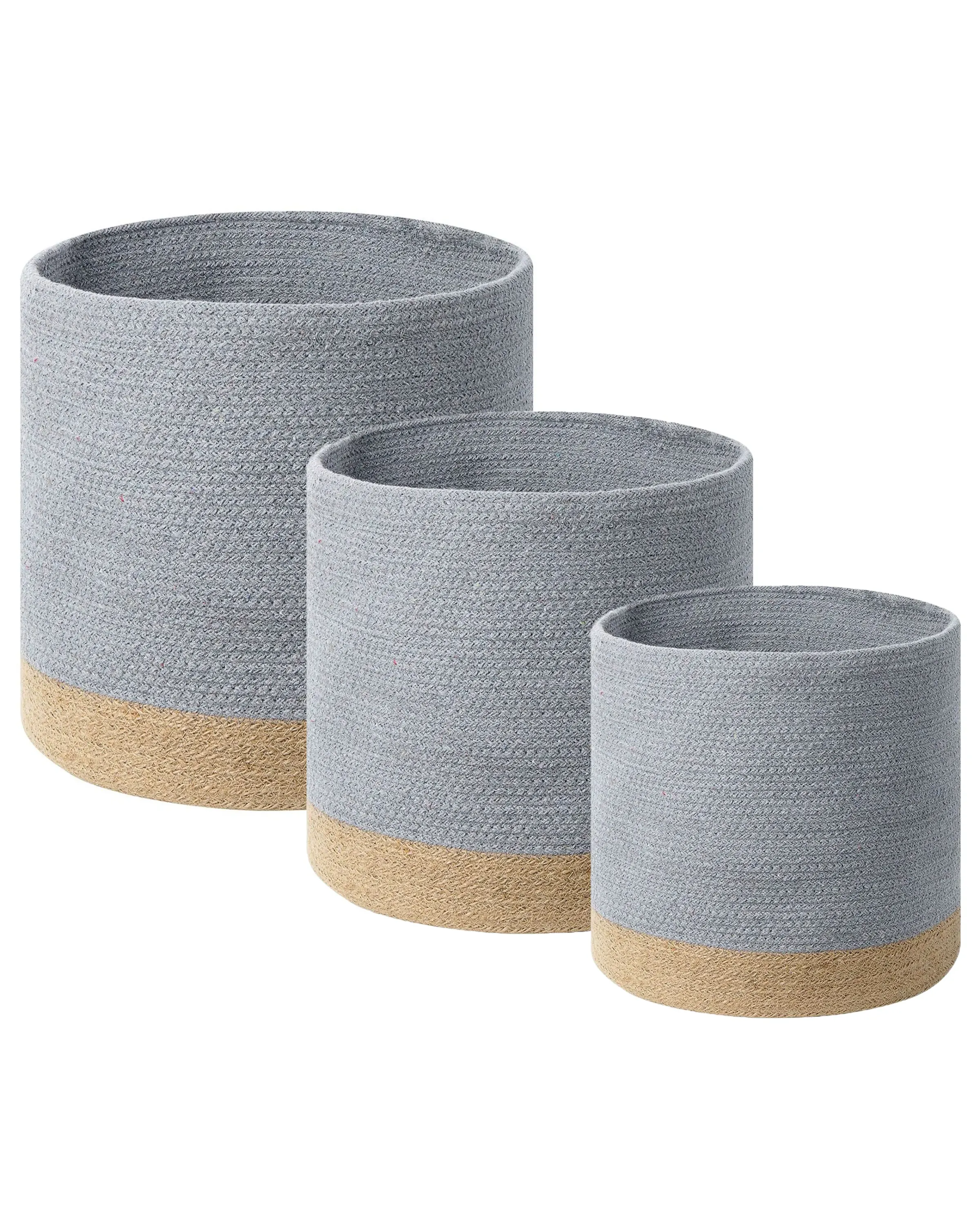 Conjunto de 3 cestas BASIMA Algodón Gris
