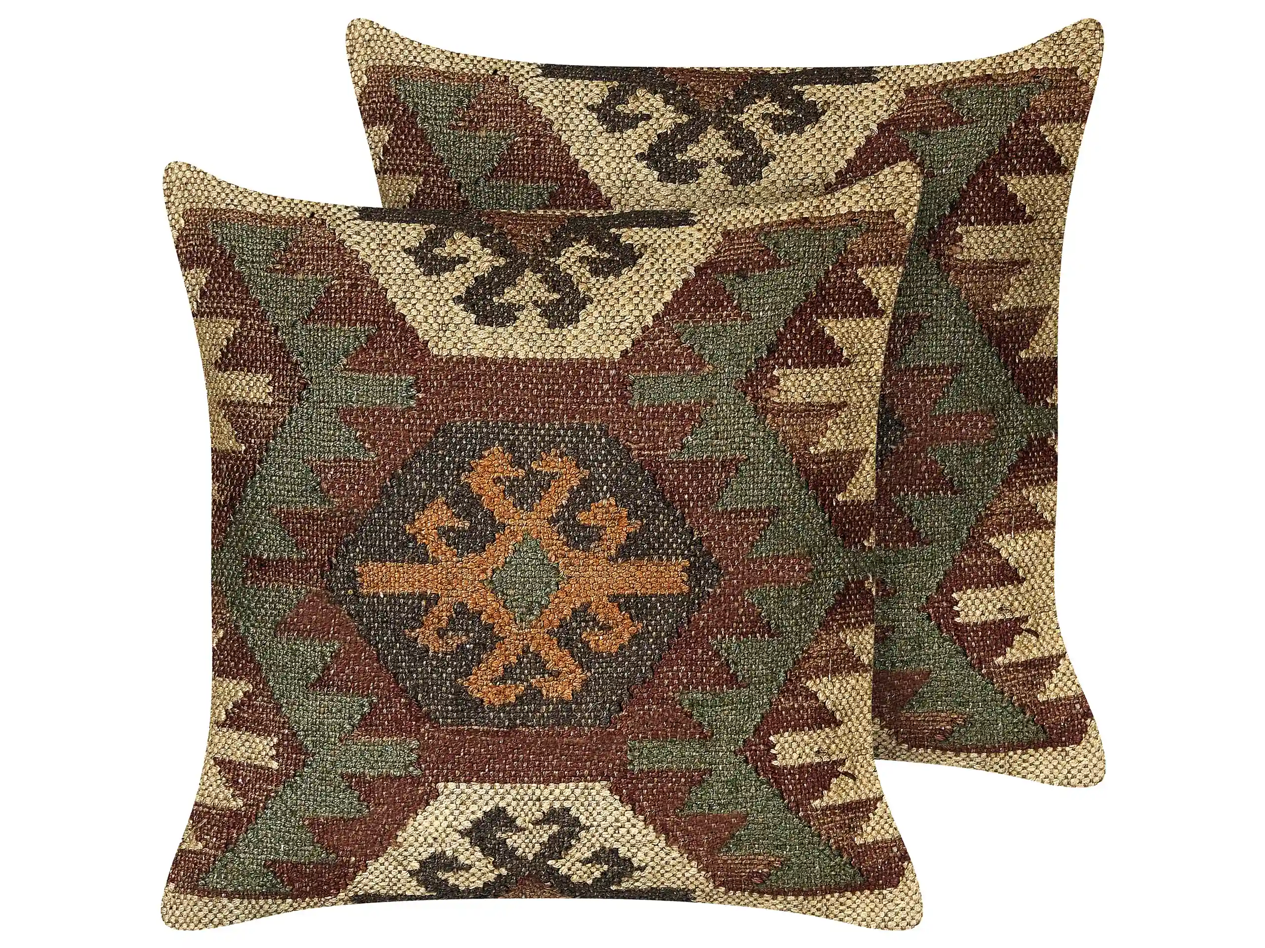 Conjunto de 2 cojines decorativos ARVEN Yute 45 x 45 cm Marrón Patrón oriental
