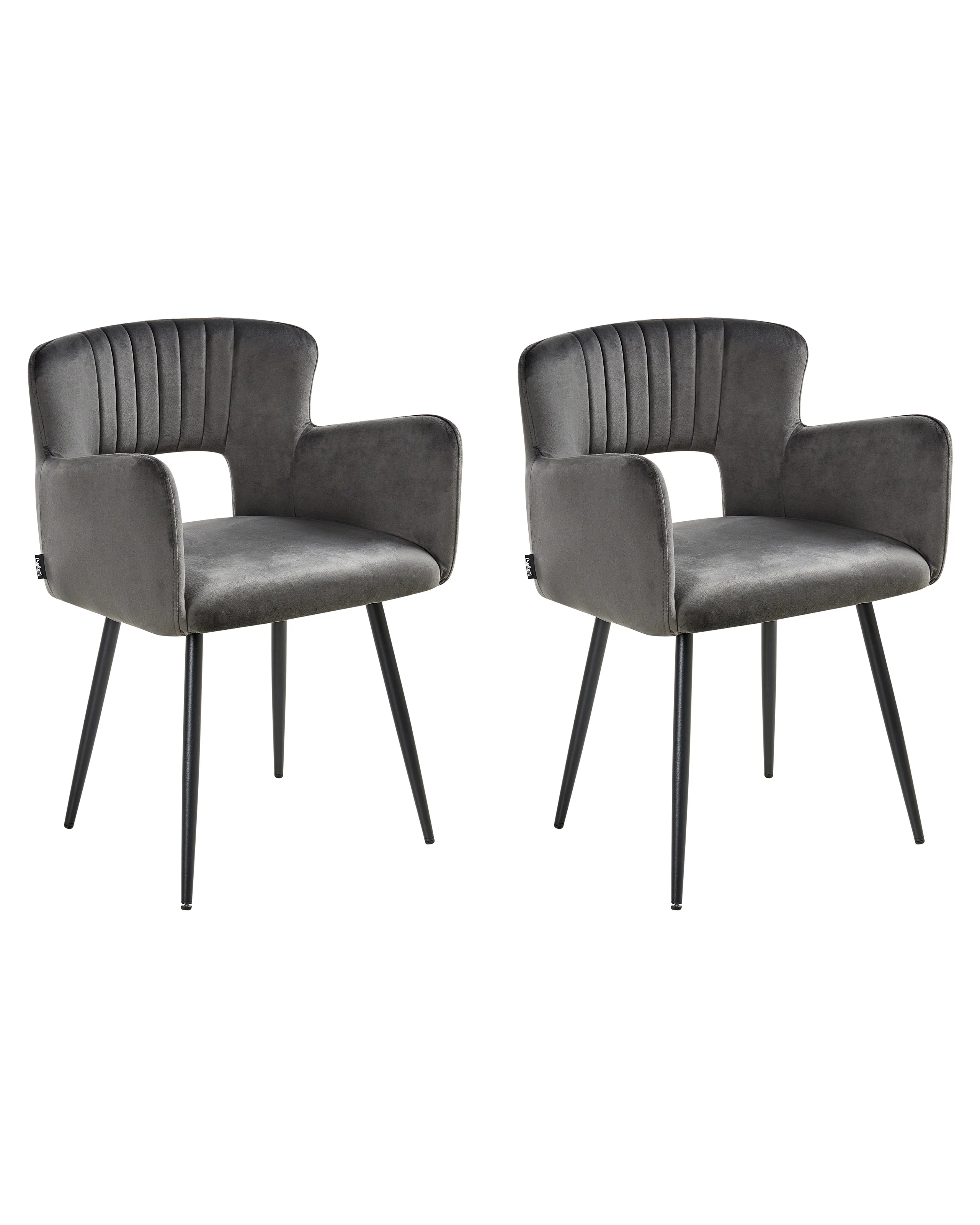 Conjunto de 2 sillas de comedor SANILAC Terciopelo Gris oscuro
