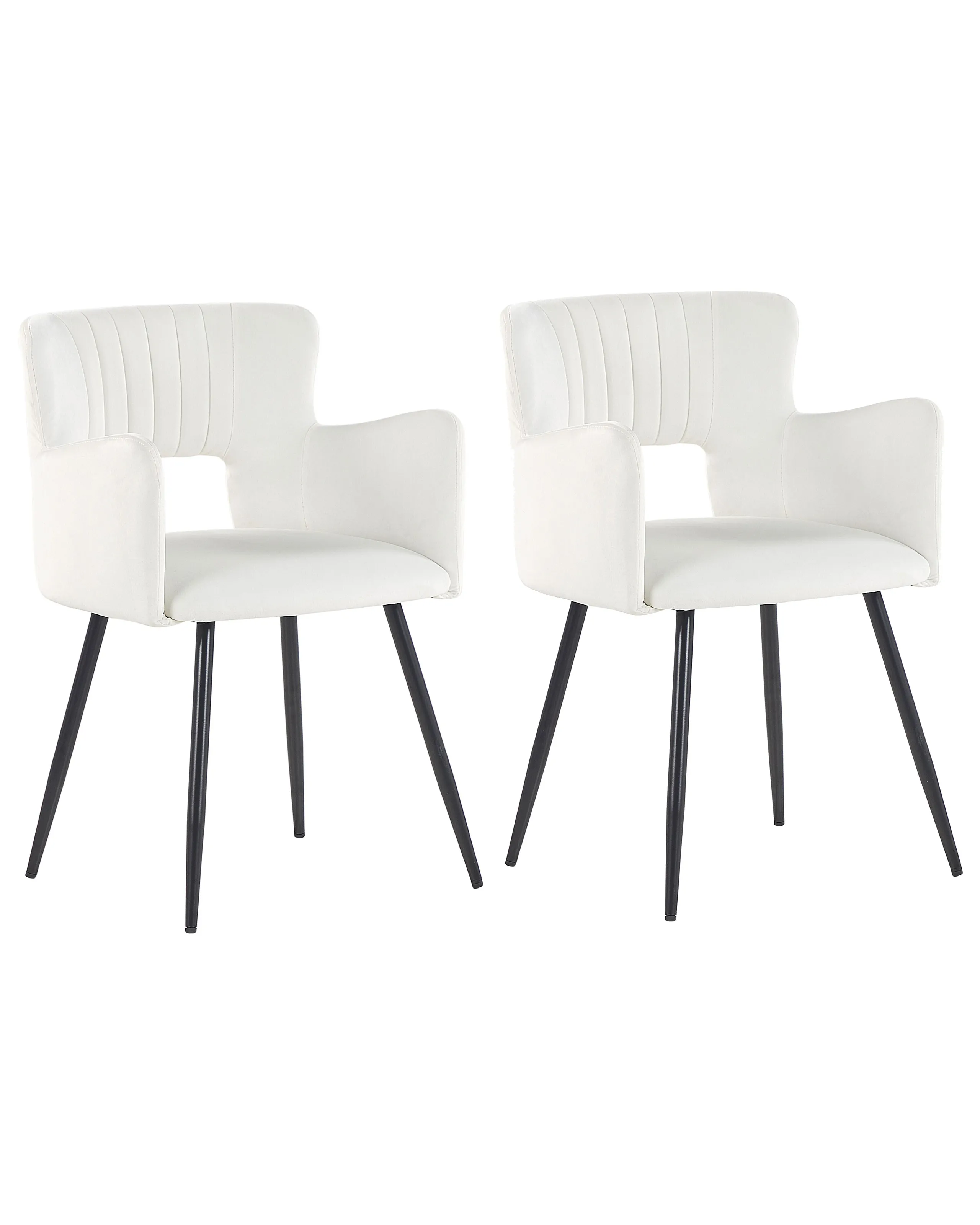 Conjunto de 2 sillas de comedor SANILAC Terciopelo Blanco
