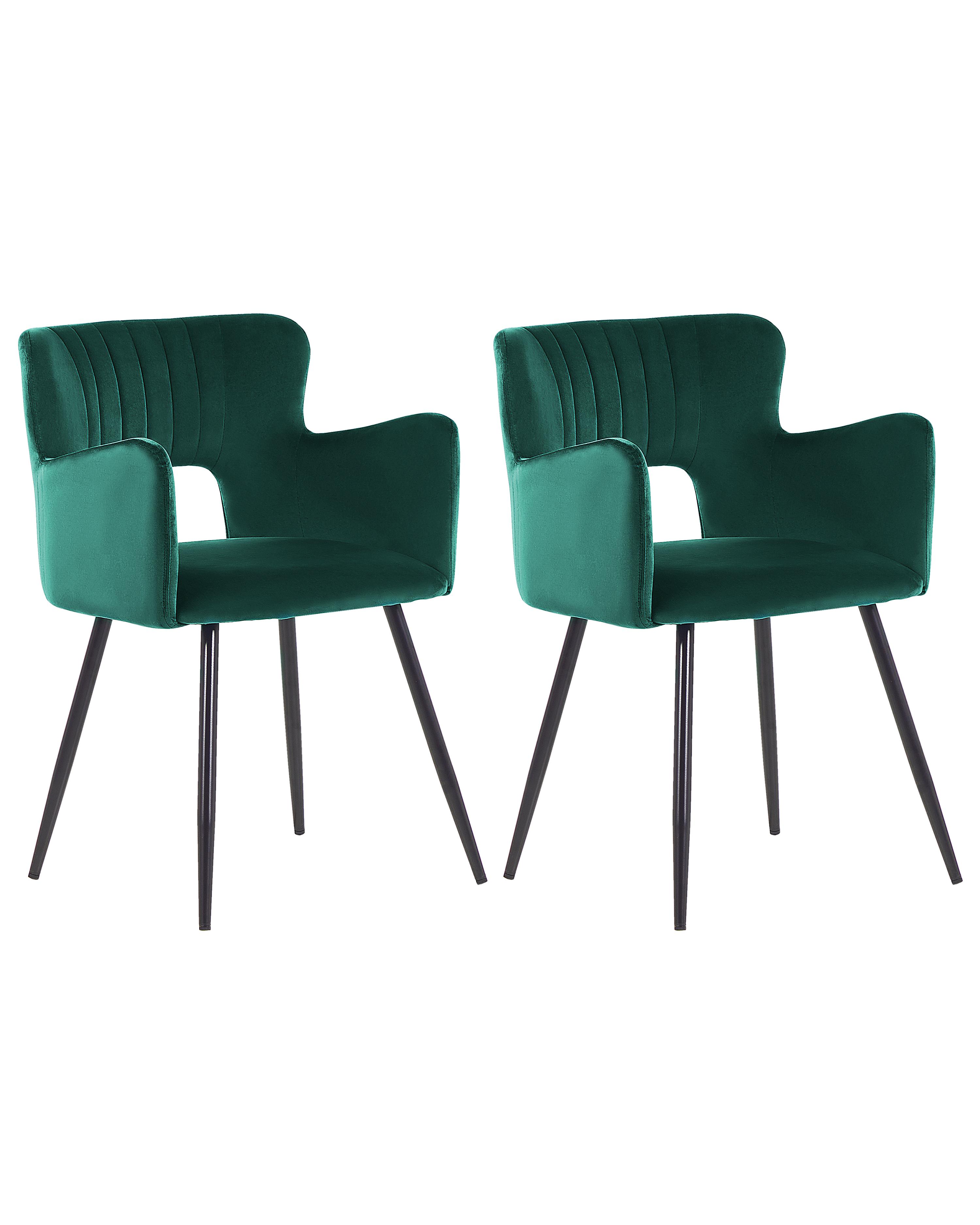 Conjunto de 2 sillas de comedor SANILAC Terciopelo Verde esmeralda