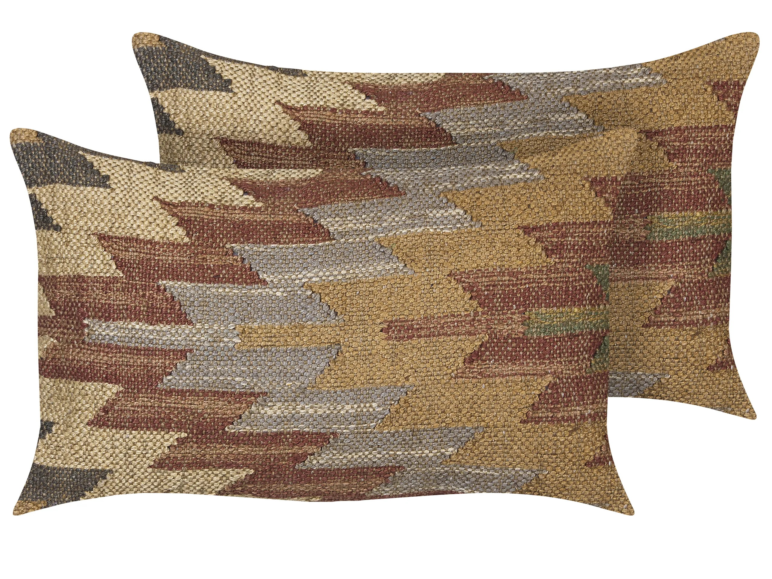 Conjunto de 2 cojines decorativos DEEPOR Yute 30 x 50 cm Multicolor Patrón oriental