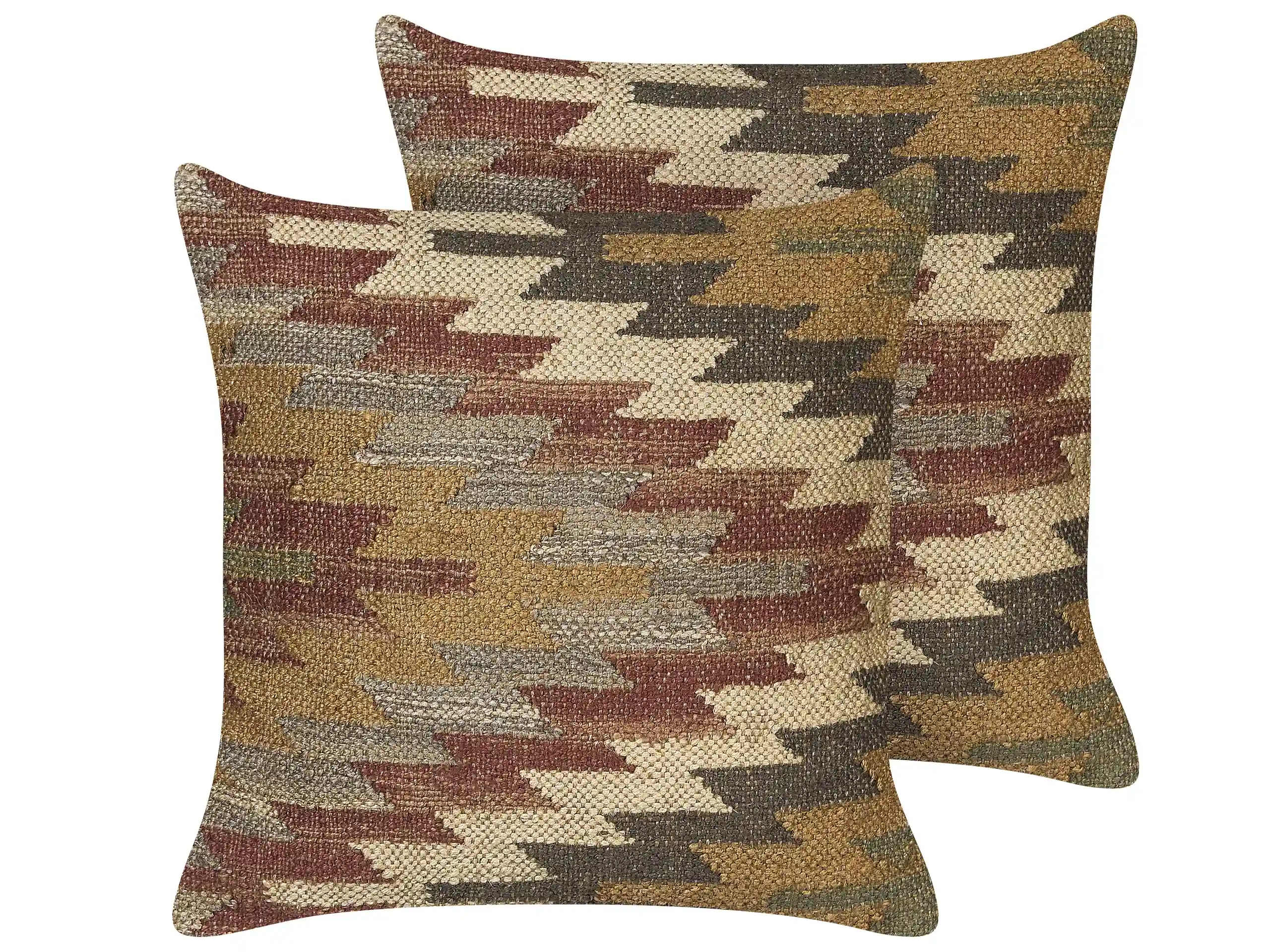 Conjunto de 2 cojines decorativos DEEPOR Yute 45 x 45 cm Multicolor Patrón oriental