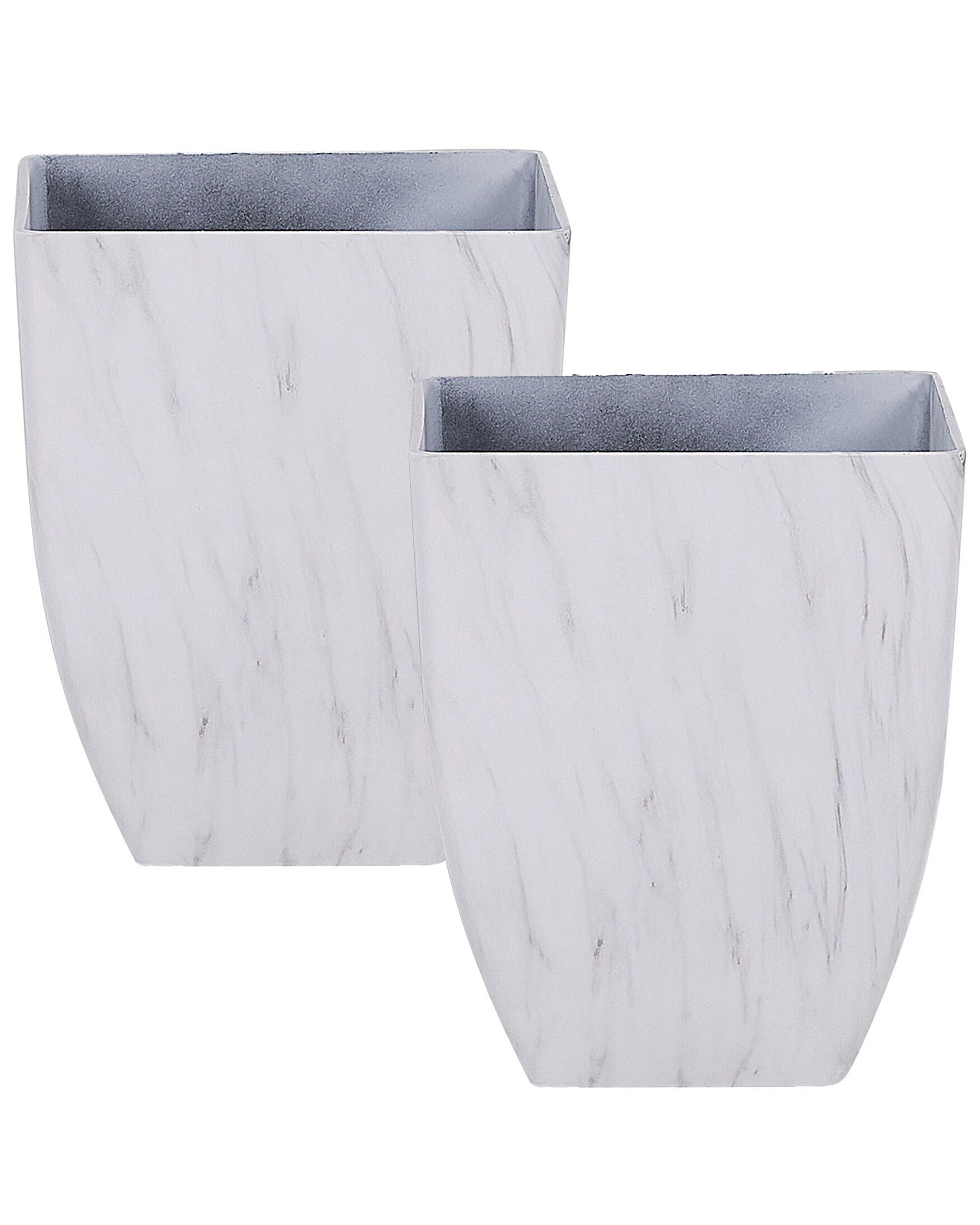 Conjunto de 2 macetas MIRO 35 cm Mármol blanco