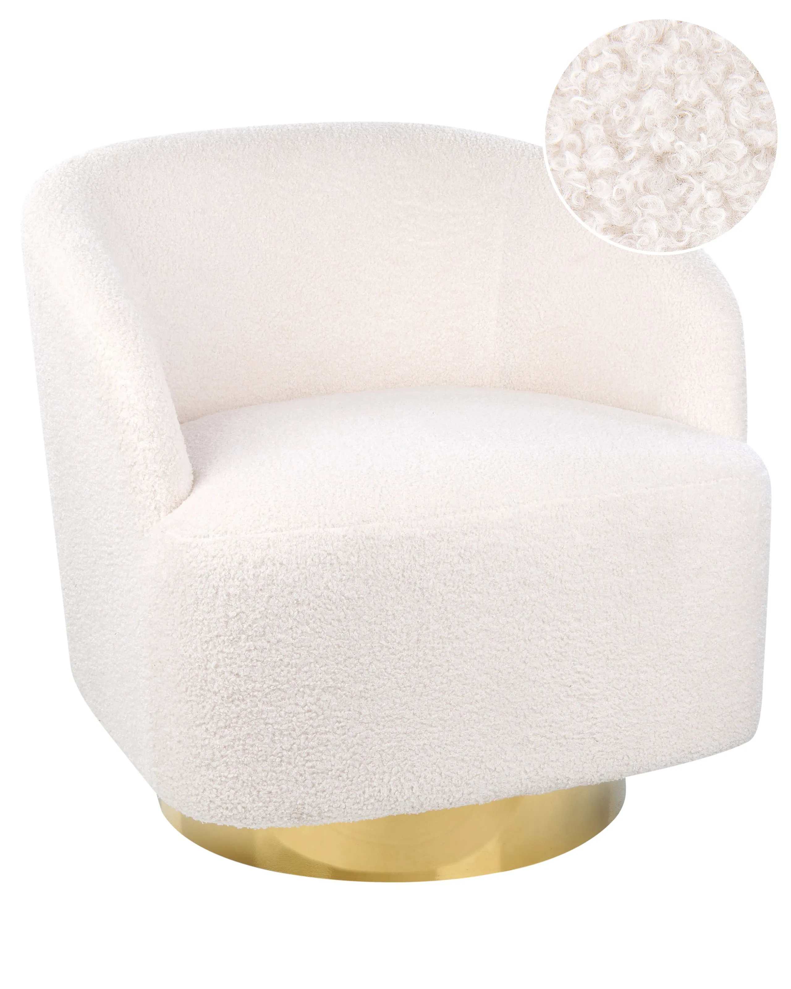 Swivel Armchair LAVIK Boucle Off-White