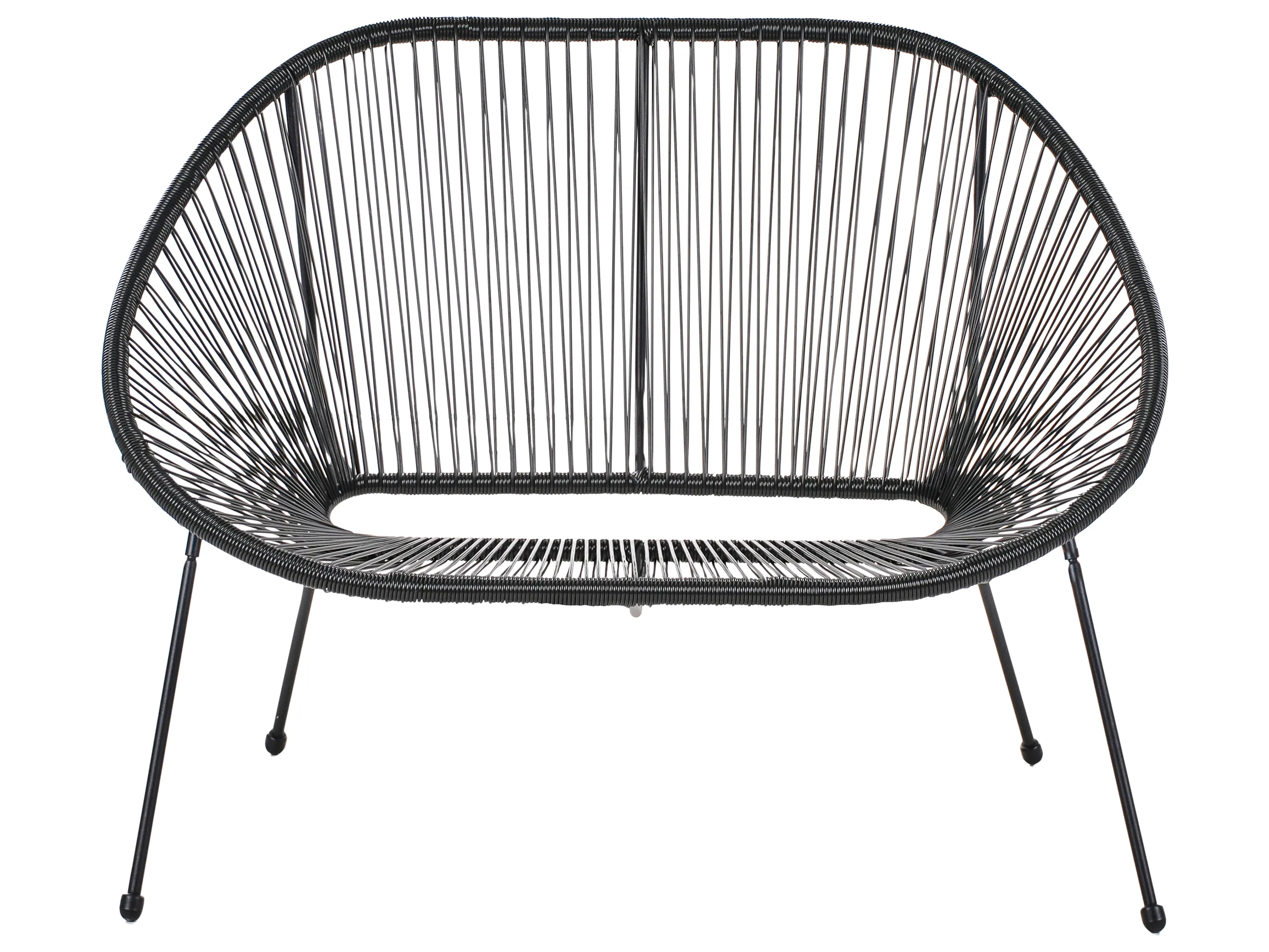 Banco de jardín ACAPULCO II 113 cm Ratán sintético Negro