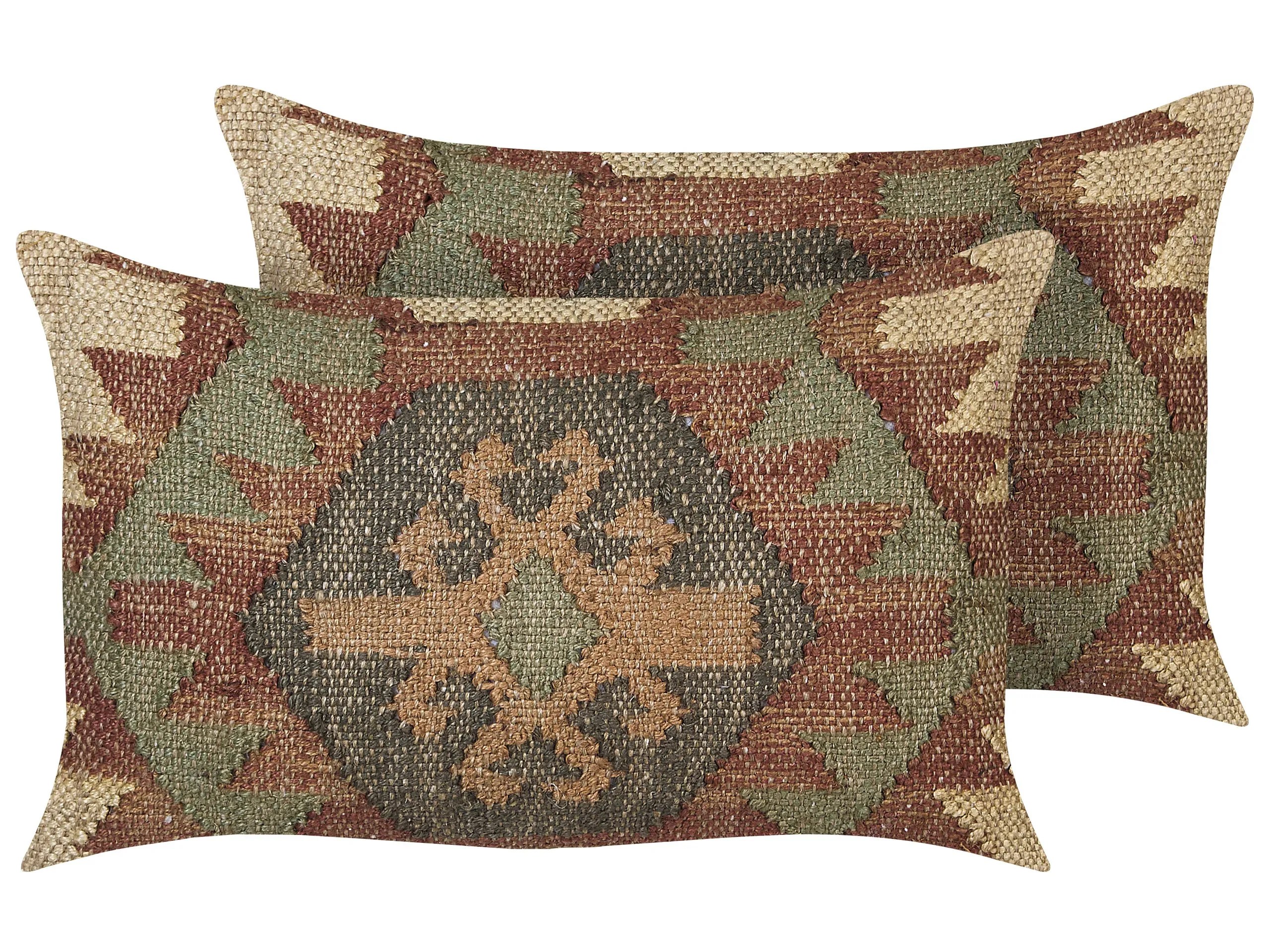 Conjunto de 2 cojines decorativos ARVEN Yute 30 x 50 cm Marrón Patrón oriental