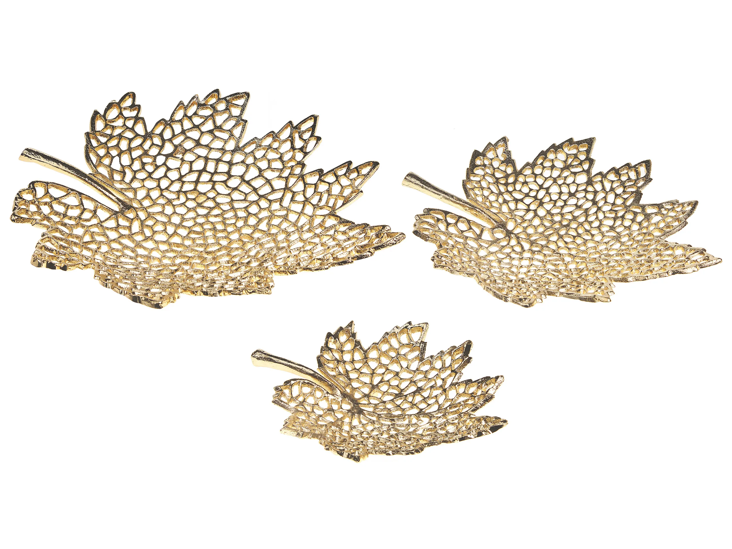 Conjunto de 3 vaciabolsillos Hoja PEMALI Metal Dorado