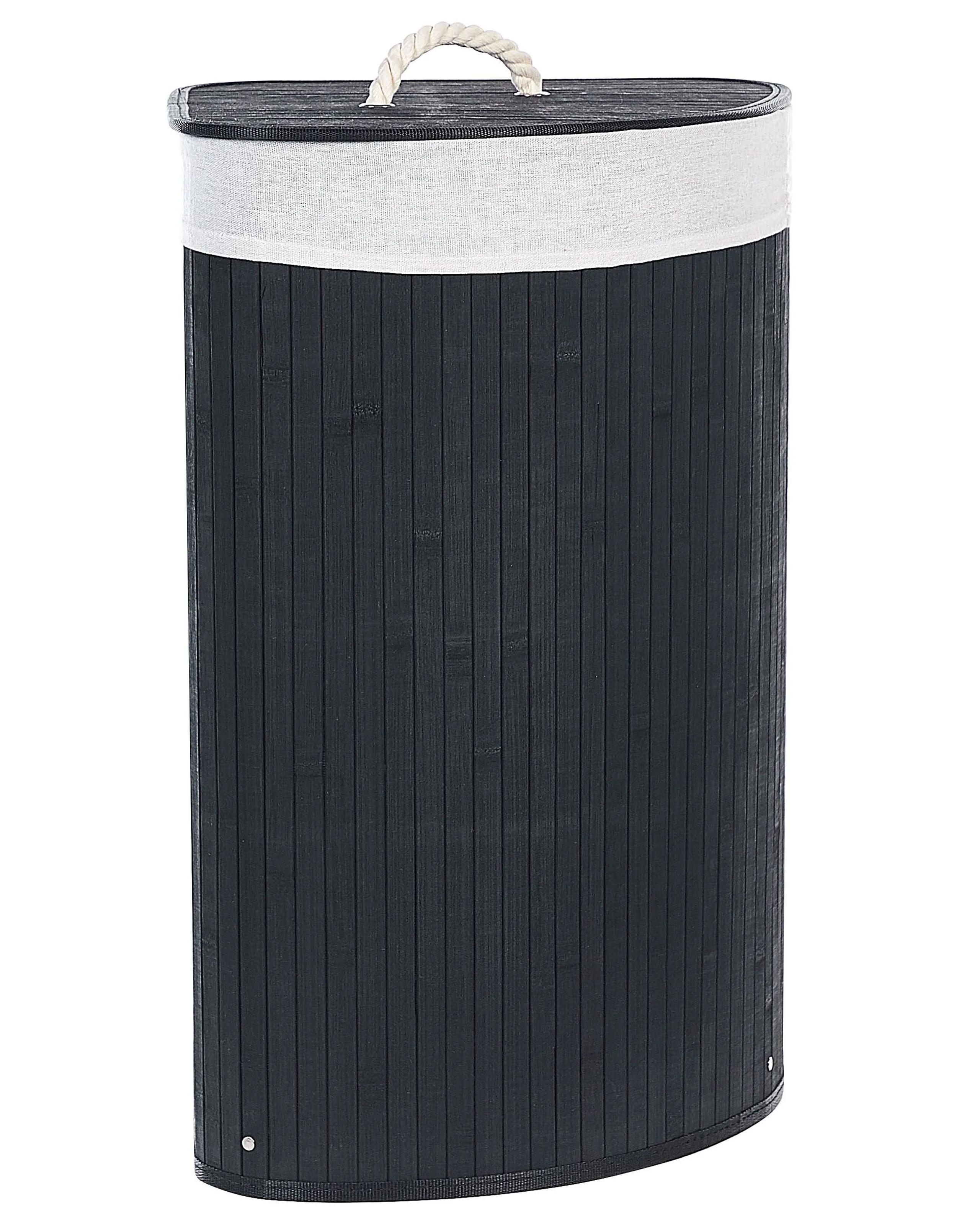 Laundry Basket MATARA Bamboo Black 57 L