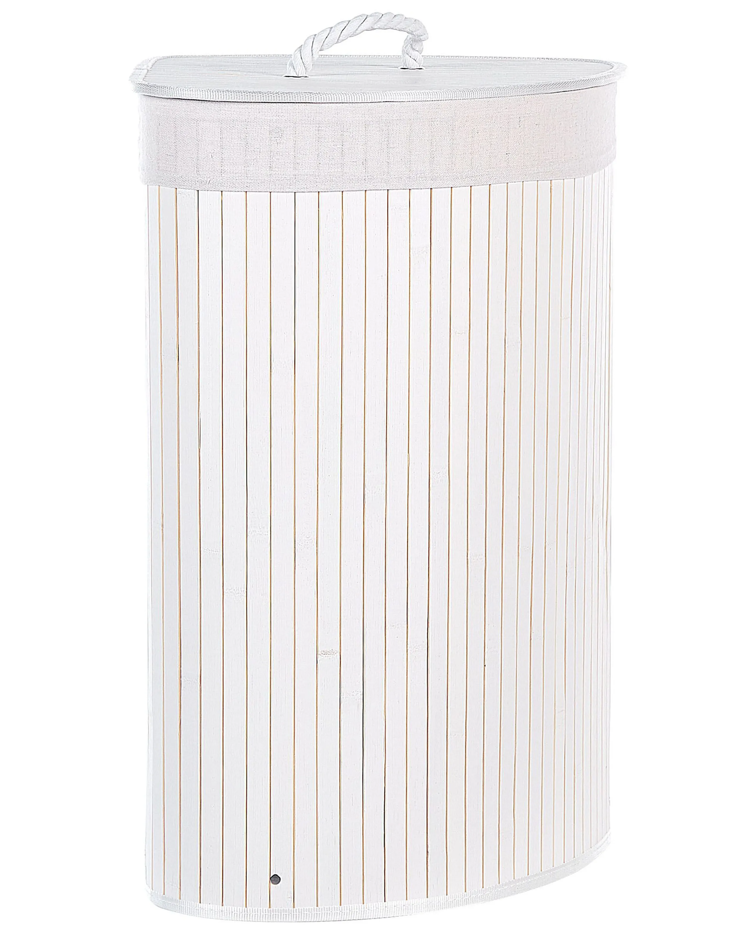 Laundry Basket MATARA Bamboo White 57 L
