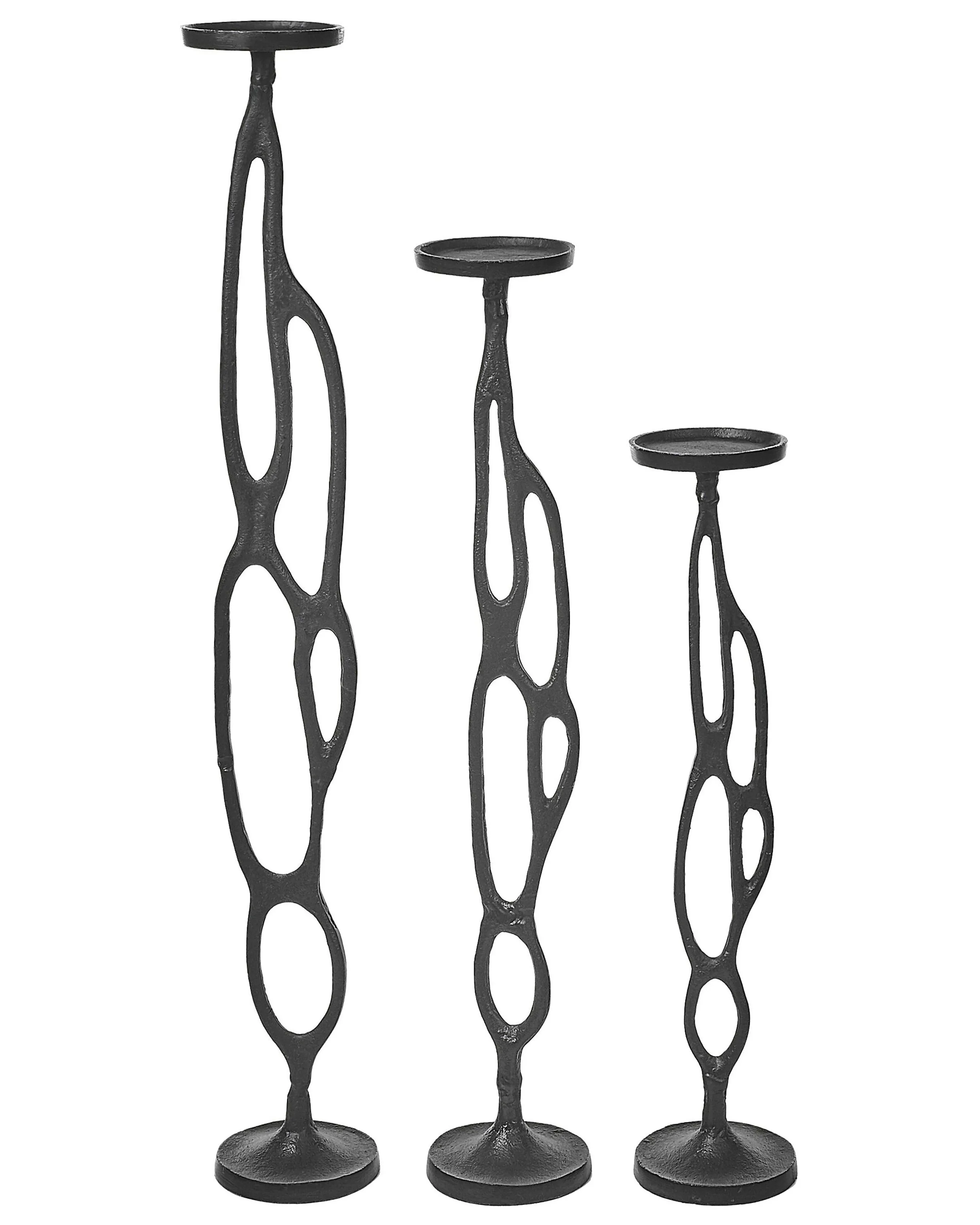 Conjunto de 3 candeleros BUNI Metal 54/68/84 cm Negro