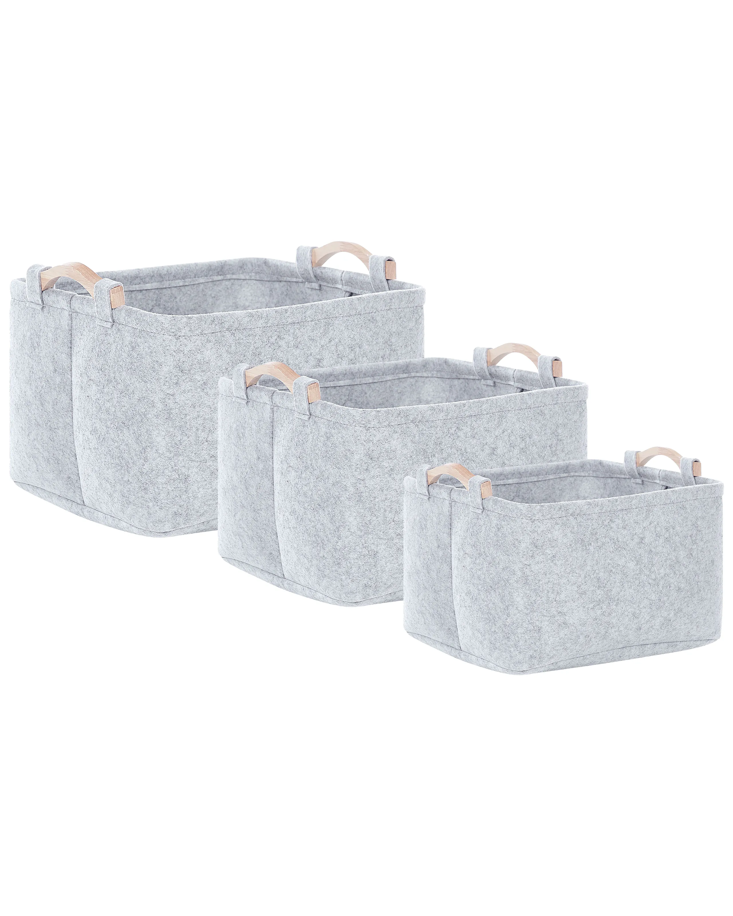 Conjunto de 3 cestas BAYSAI Fieltro Gris claro
