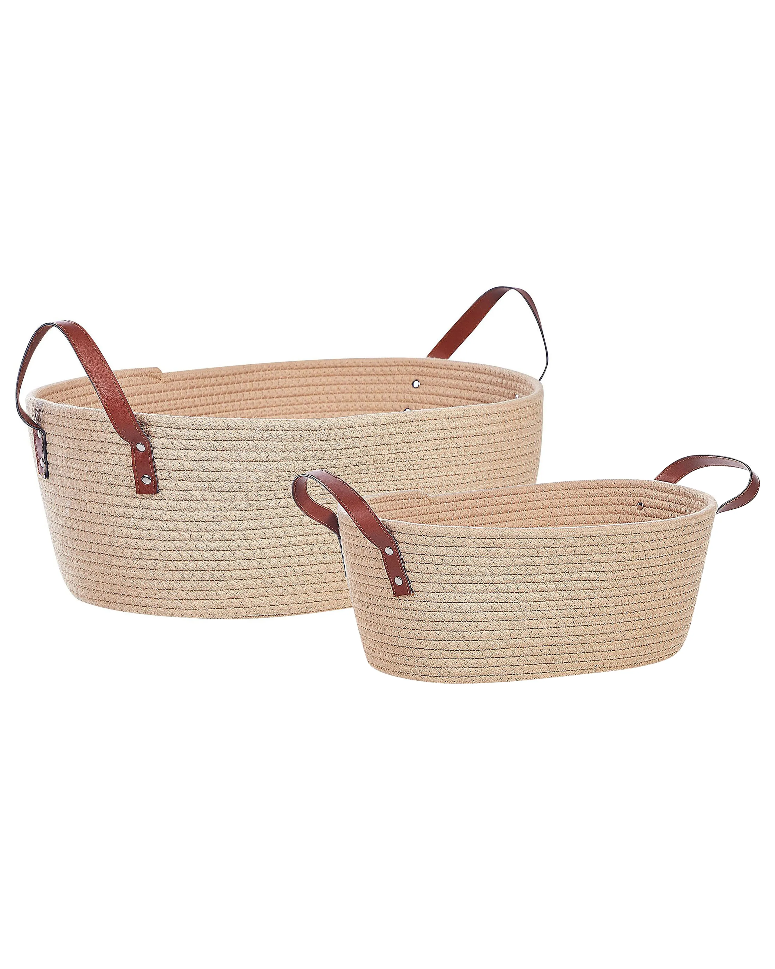 Conjunto de 2 cestas GISSAR Algodón Beige claro