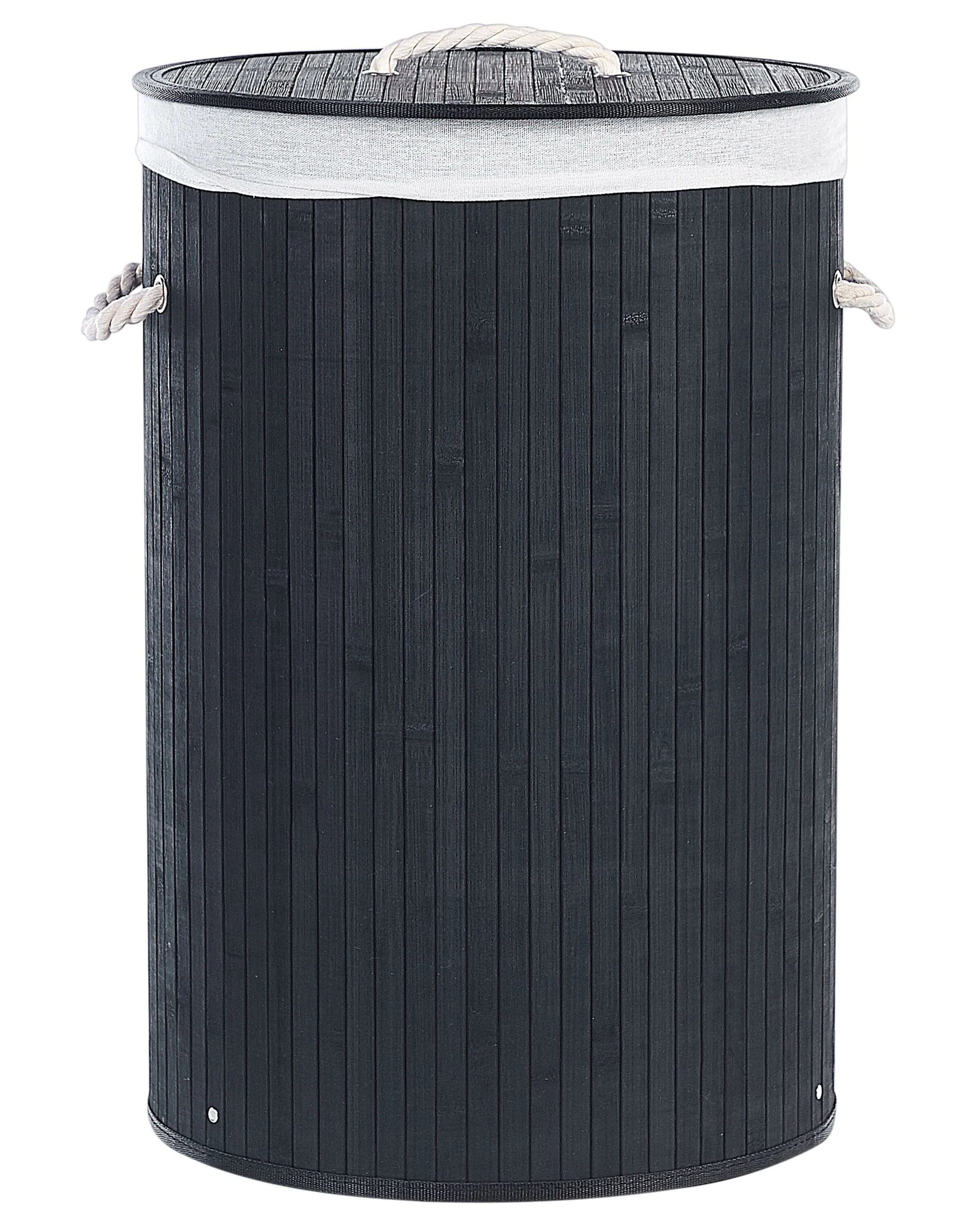 Laundry Basket SANNAR Bamboo Black 75 L