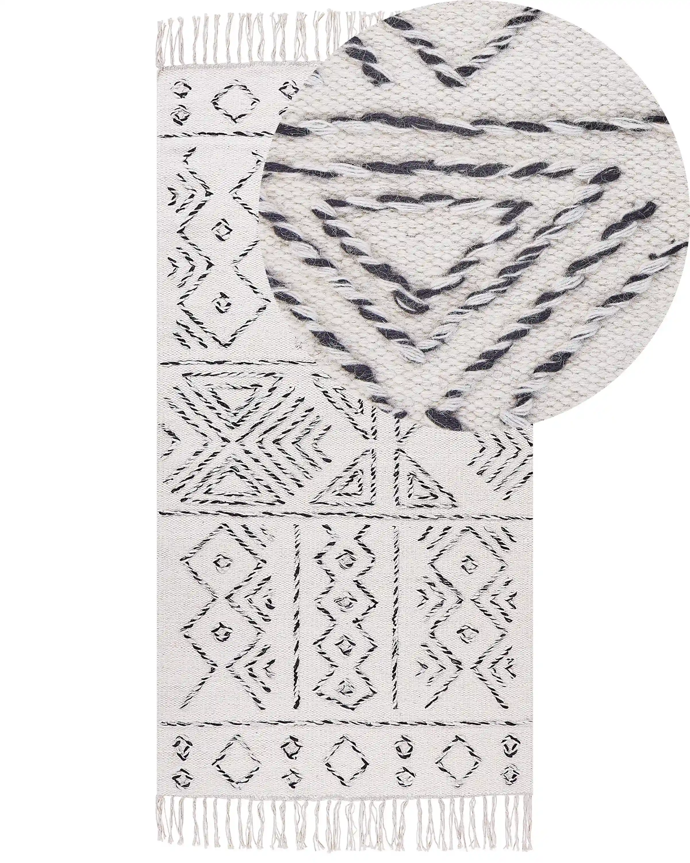 Alfombra ALKENT Blanco 80 x 150 cm Lana