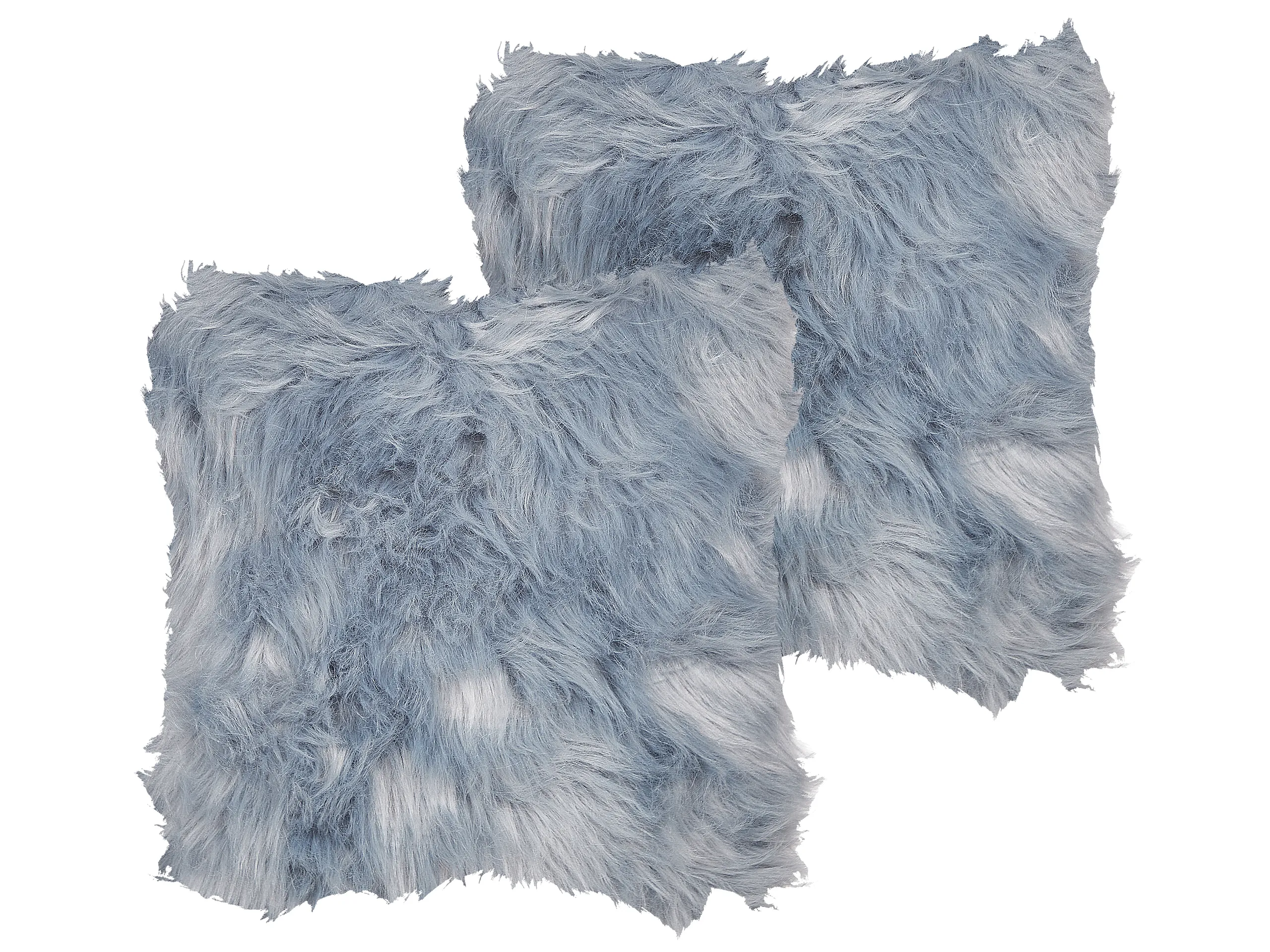 Conjunto de 2 cojines decorativos LUBHA Pelo sintético 42 x 42 cm Azul oscuro Liso