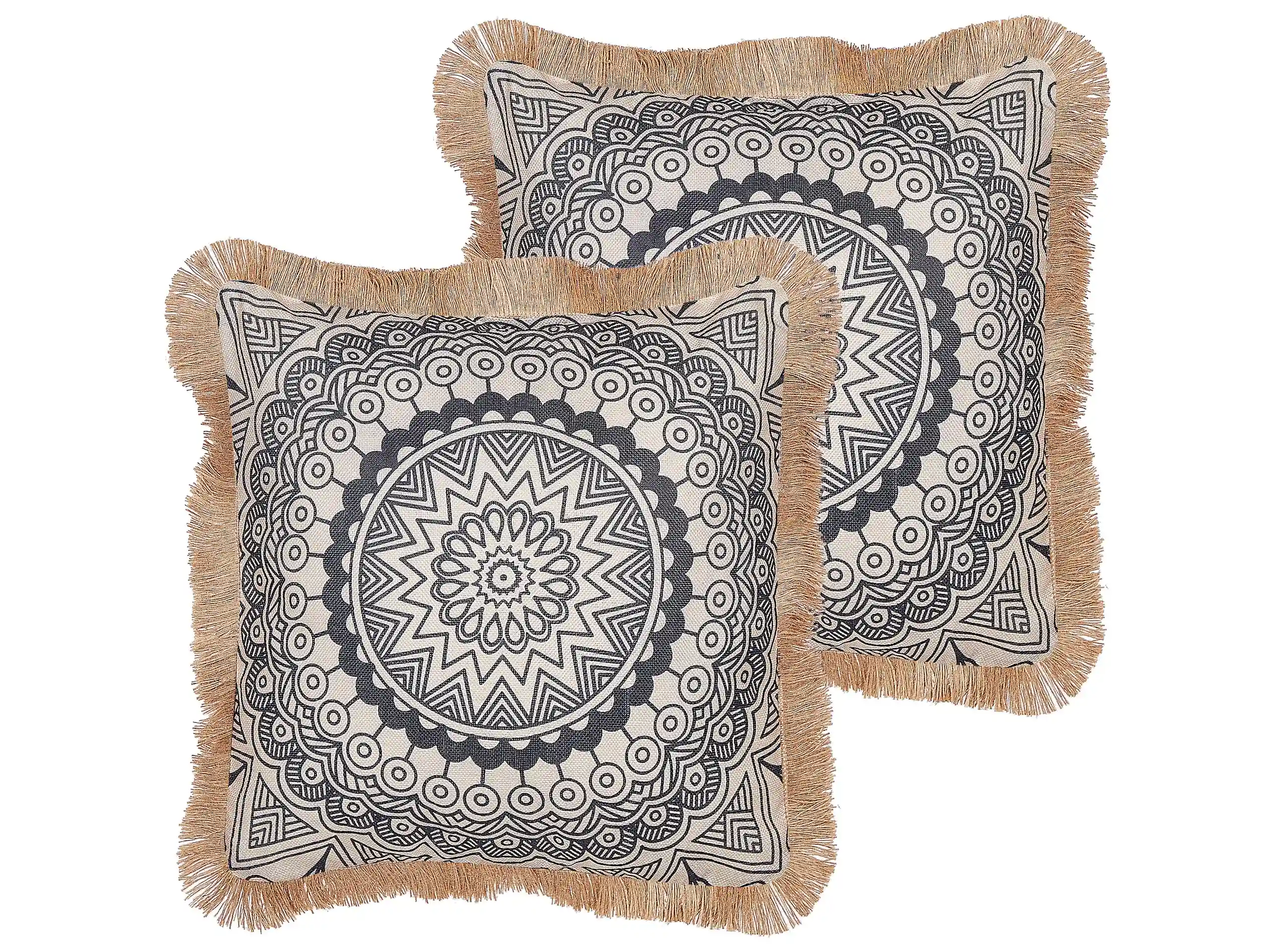 Conjunto de 2 cojines decorativos GERANIUM 45 x 45 cm Negro Patrón oriental