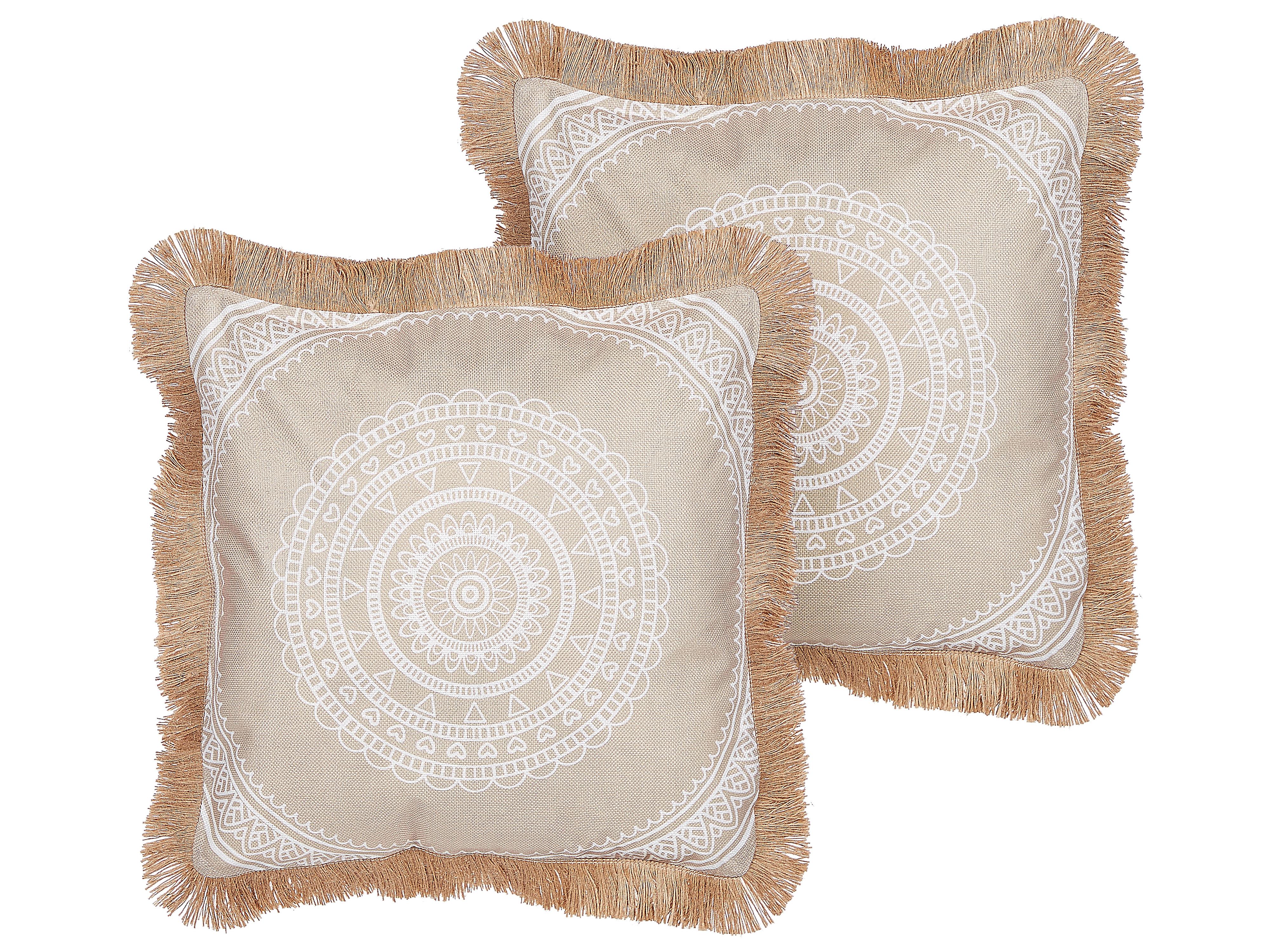 Conjunto de 2 cojines decorativos AGRIMONY 45 x 45 cm Beige Patrón oriental