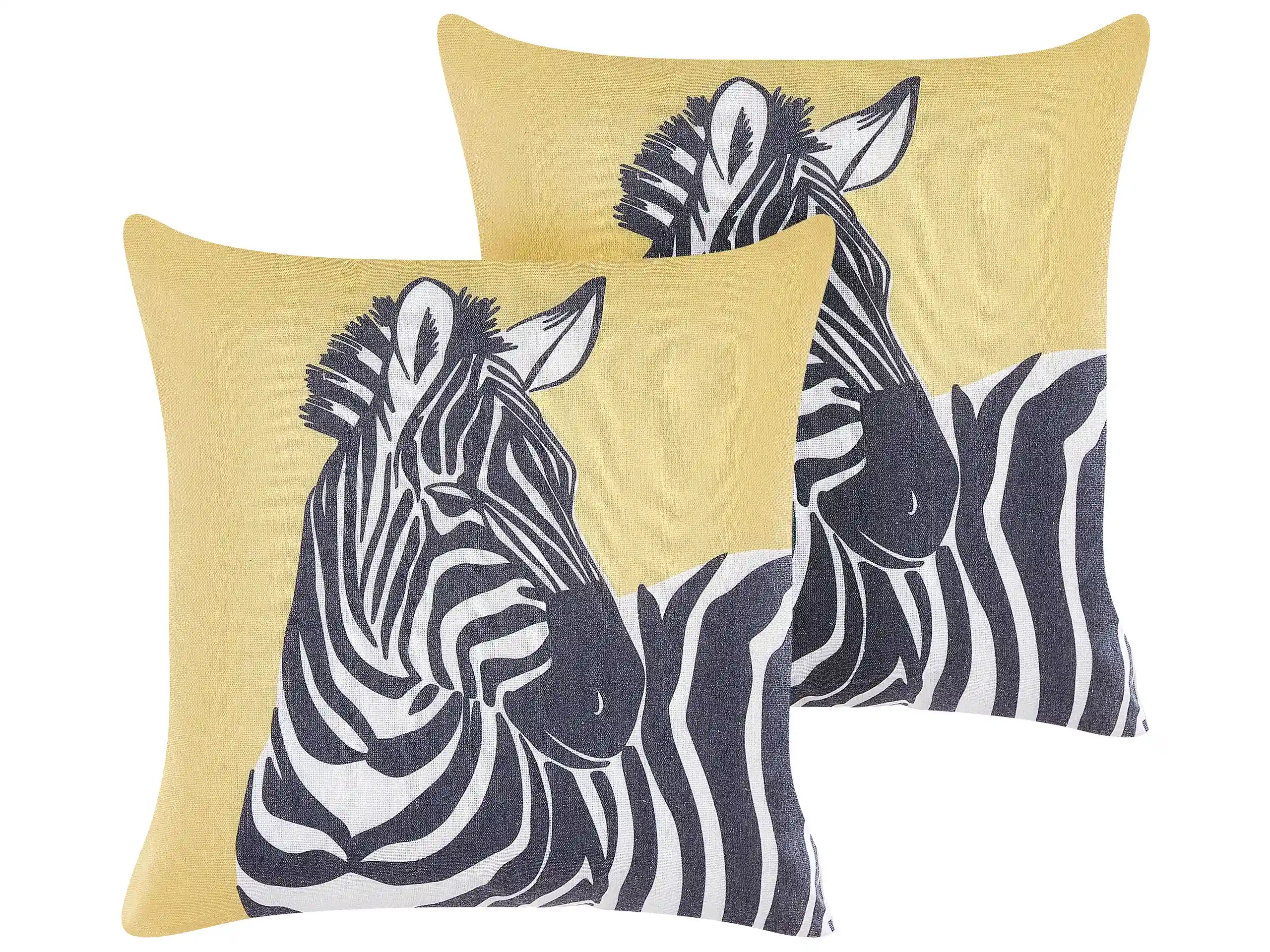Conjunto de 2 cojines decorativos MANKETTI 45 x 45 cm Amarillo Patrón animal