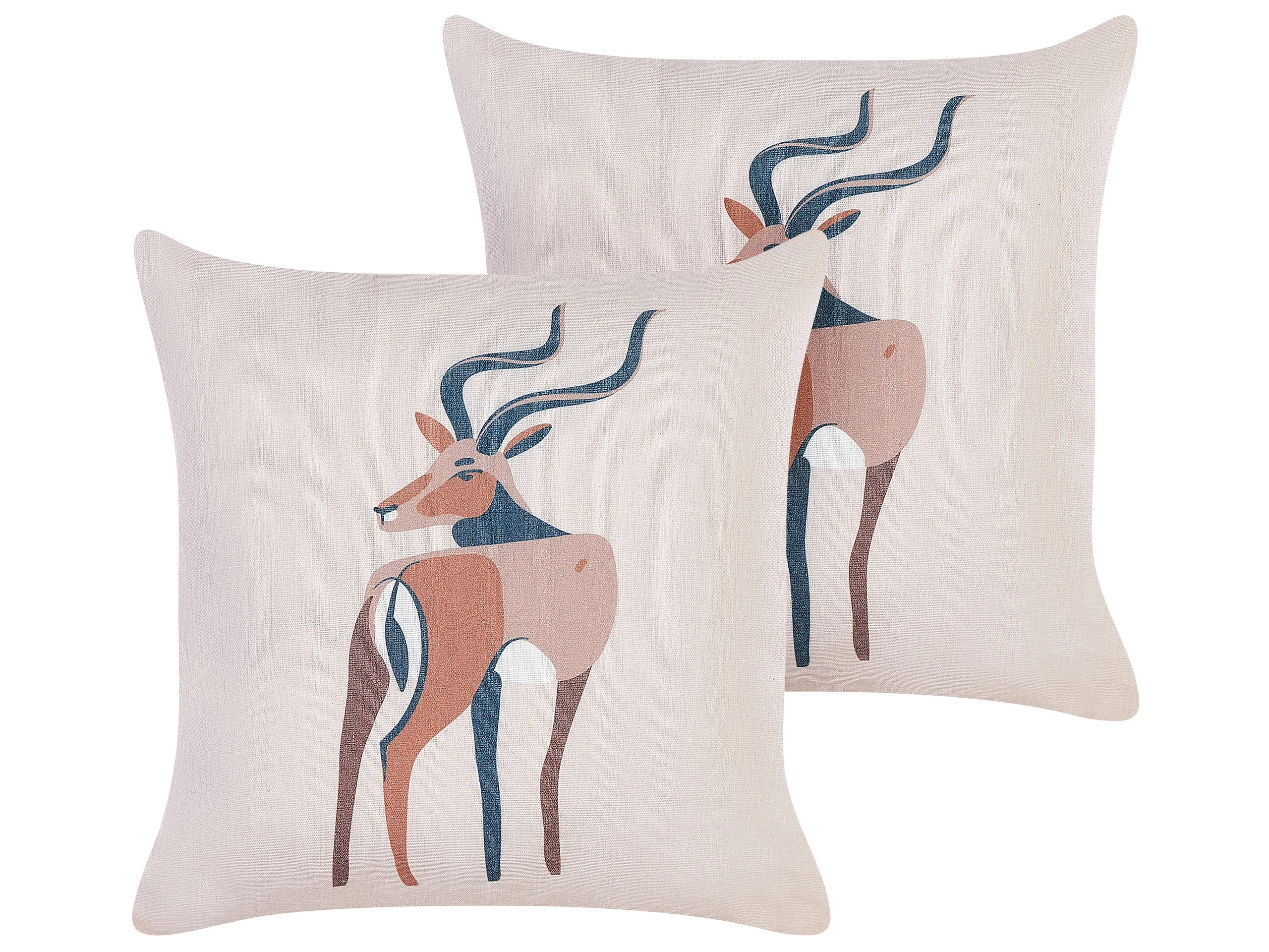 Conjunto de 2 cojines decorativos ABAL 45 x 45 cm Beige Patrón animal
