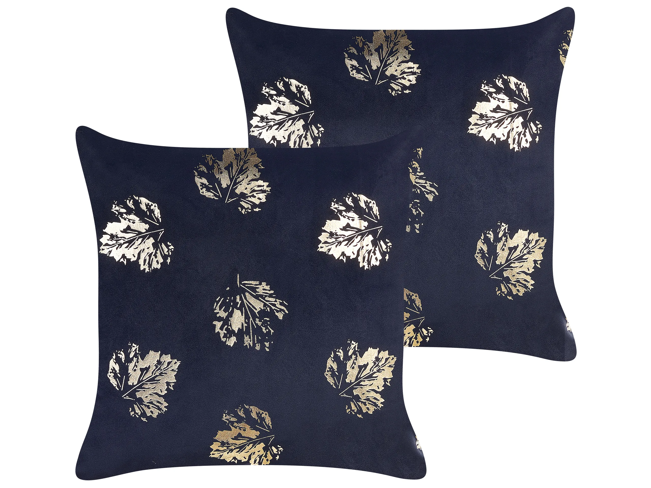 Conjunto de 2 cojines decorativos GOLDENROD Terciopelo 45 x 45 cm Negro Patrón de plantas