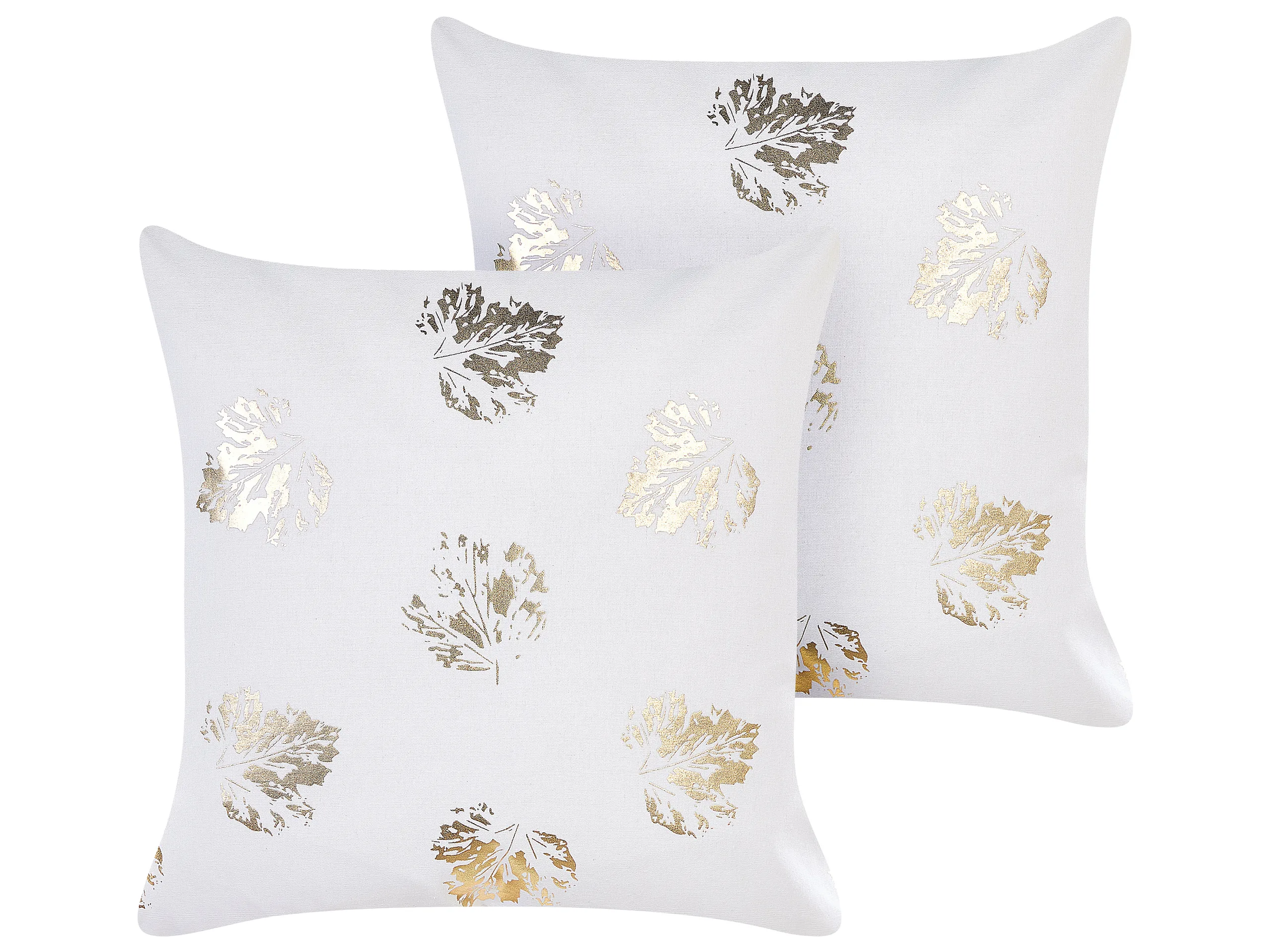 Conjunto de 2 cojines decorativos GOLDENROD Terciopelo 45 x 45 cm Blanco Patrón de plantas