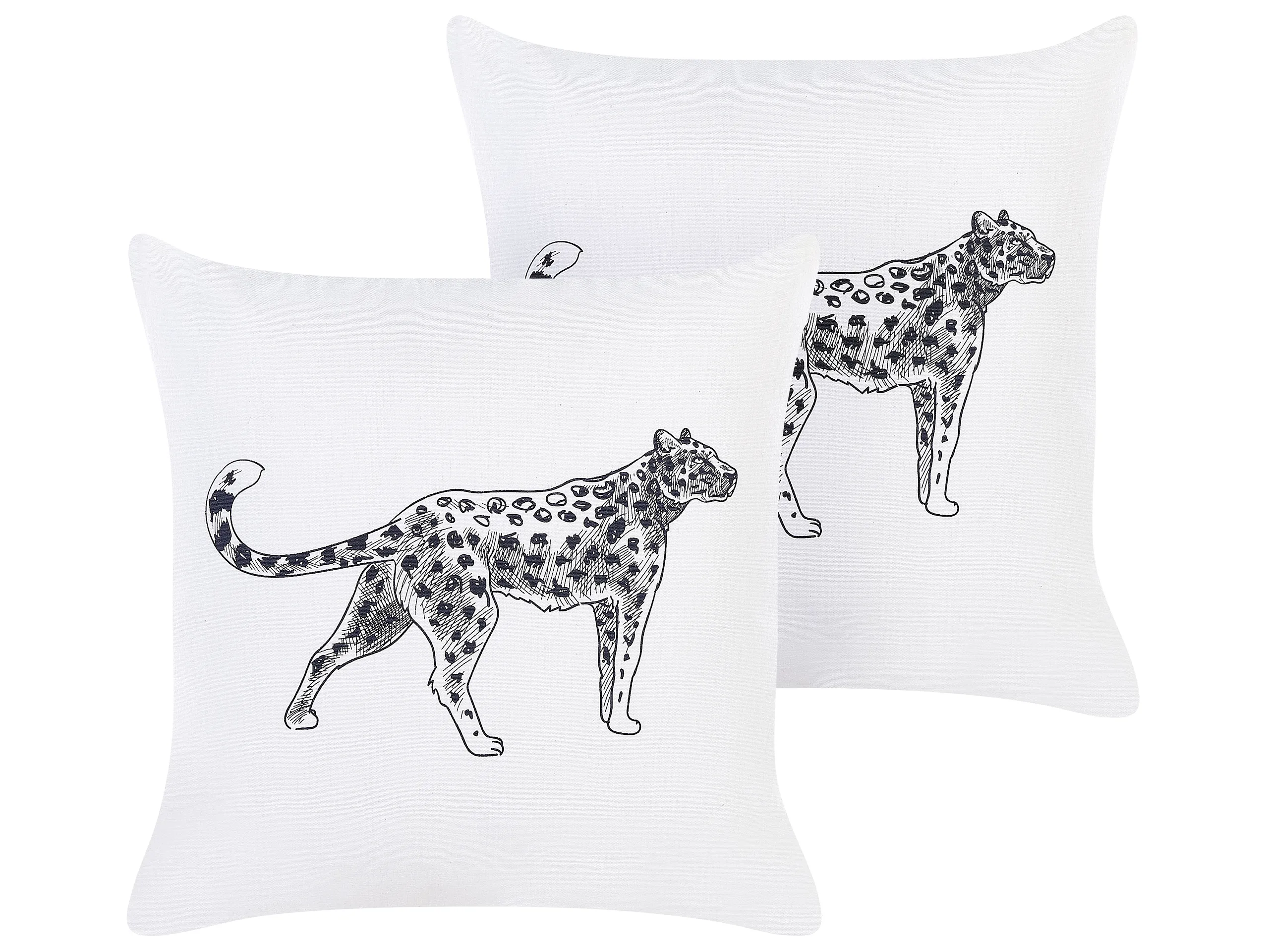 Conjunto de 2 cojines decorativos MARULA Algodón 45 x 45 cm Blanco Patrón animal