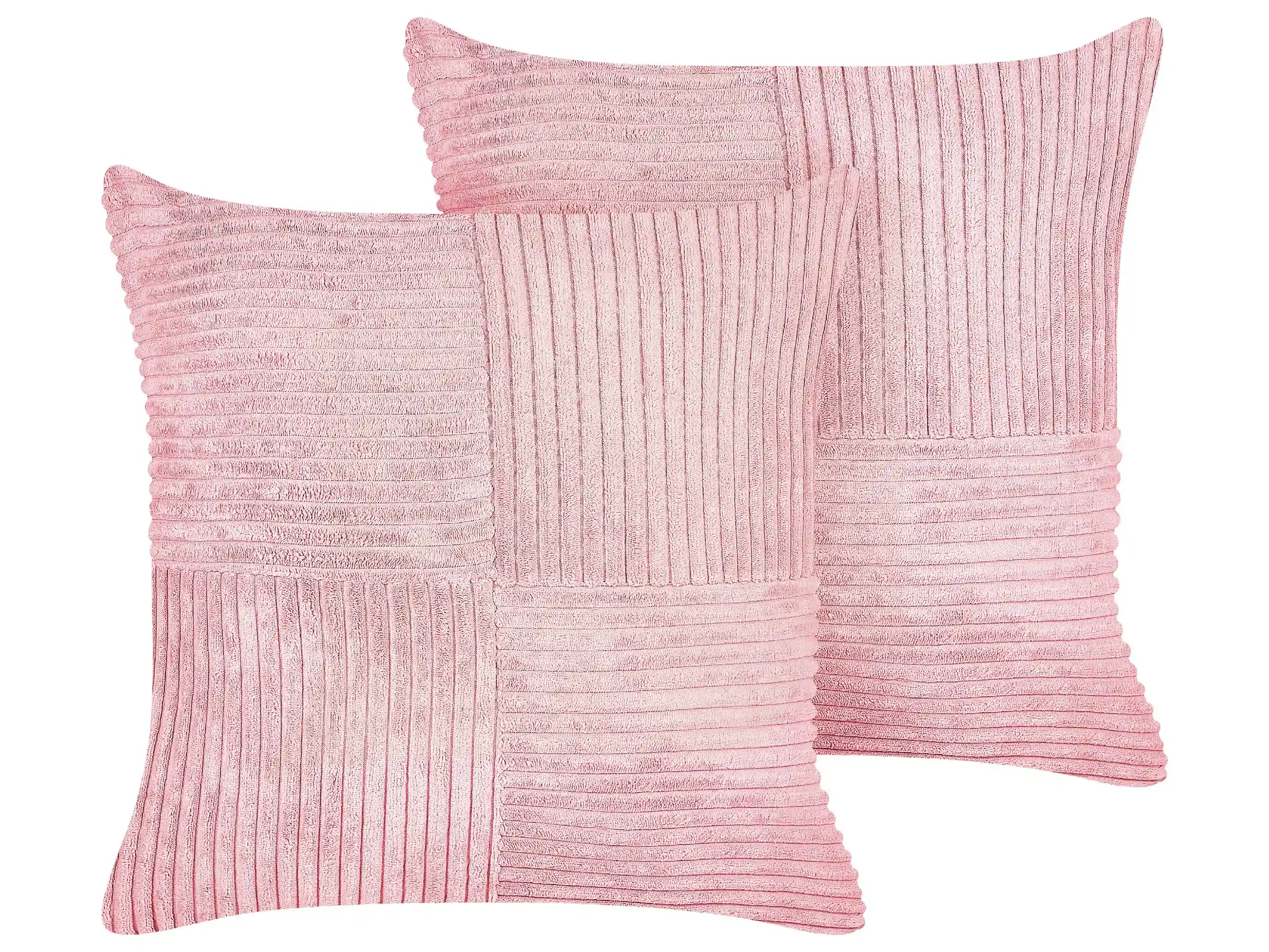 Conjunto de 2 cojines decorativos MILLET Pana 43 x 43 cm Rosa Patrón geométrico