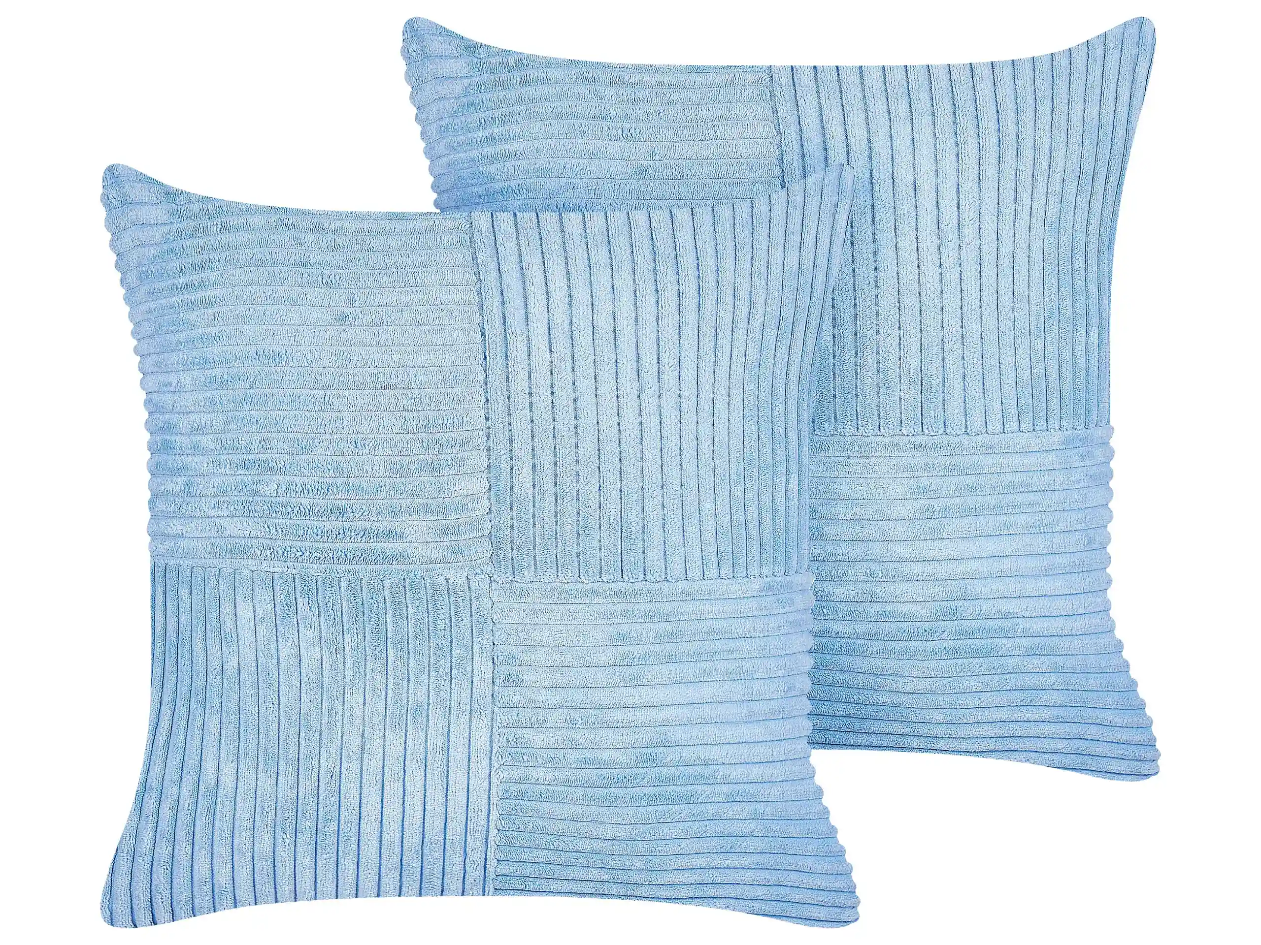 Conjunto de 2 cojines decorativos MILLET Pana 43 x 43 cm Azul Patrón geométrico