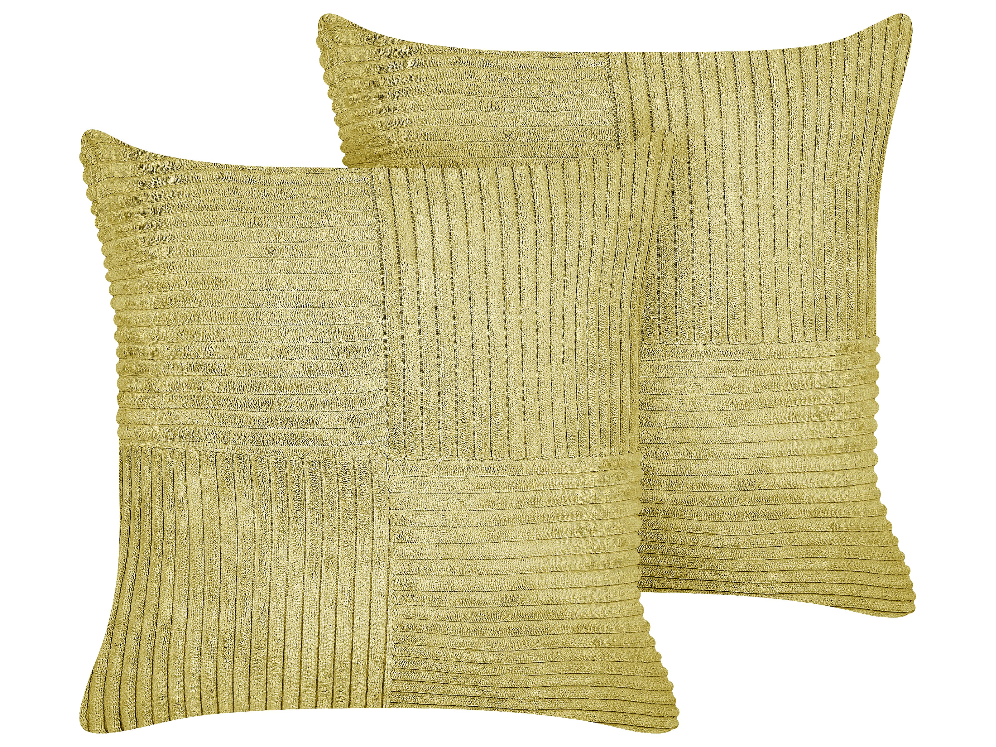 Conjunto de 2 cojines decorativos MILLET Pana 43 x 43 cm Verde oliva Patrón geométrico
