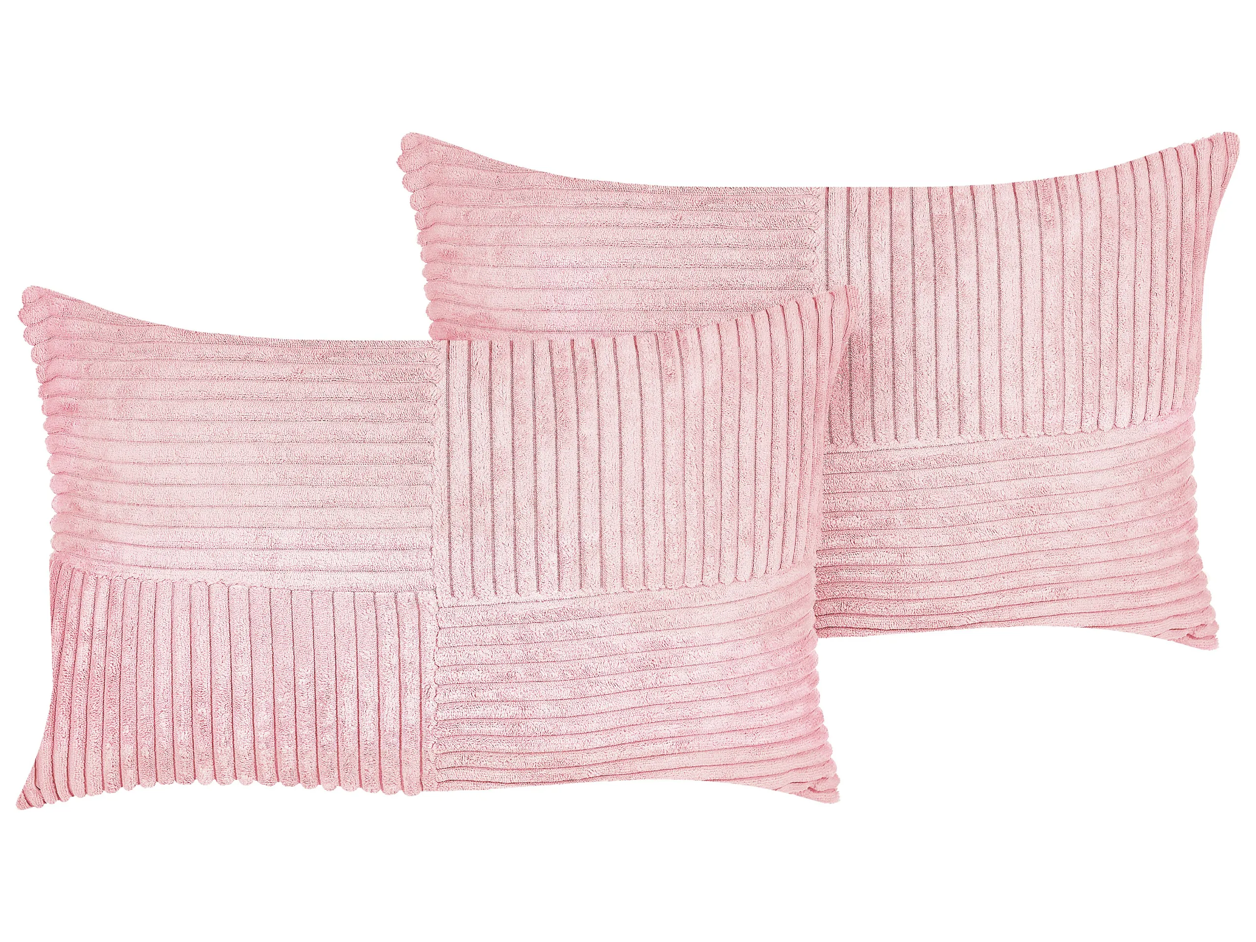 Conjunto de 2 cojines decorativos MILLET Pana 30 x 50 cm Rosa Patrón geométrico