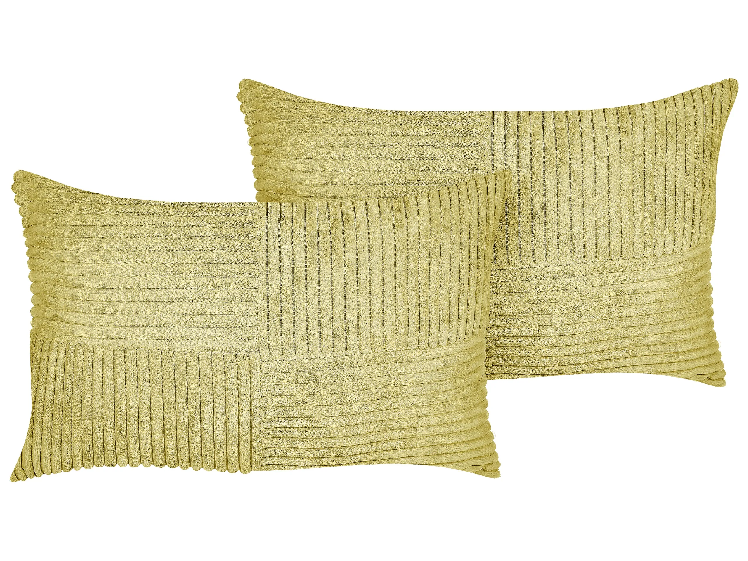 Conjunto de 2 cojines decorativos MILLET Pana 30 x 50 cm Verde oliva Patrón geométrico