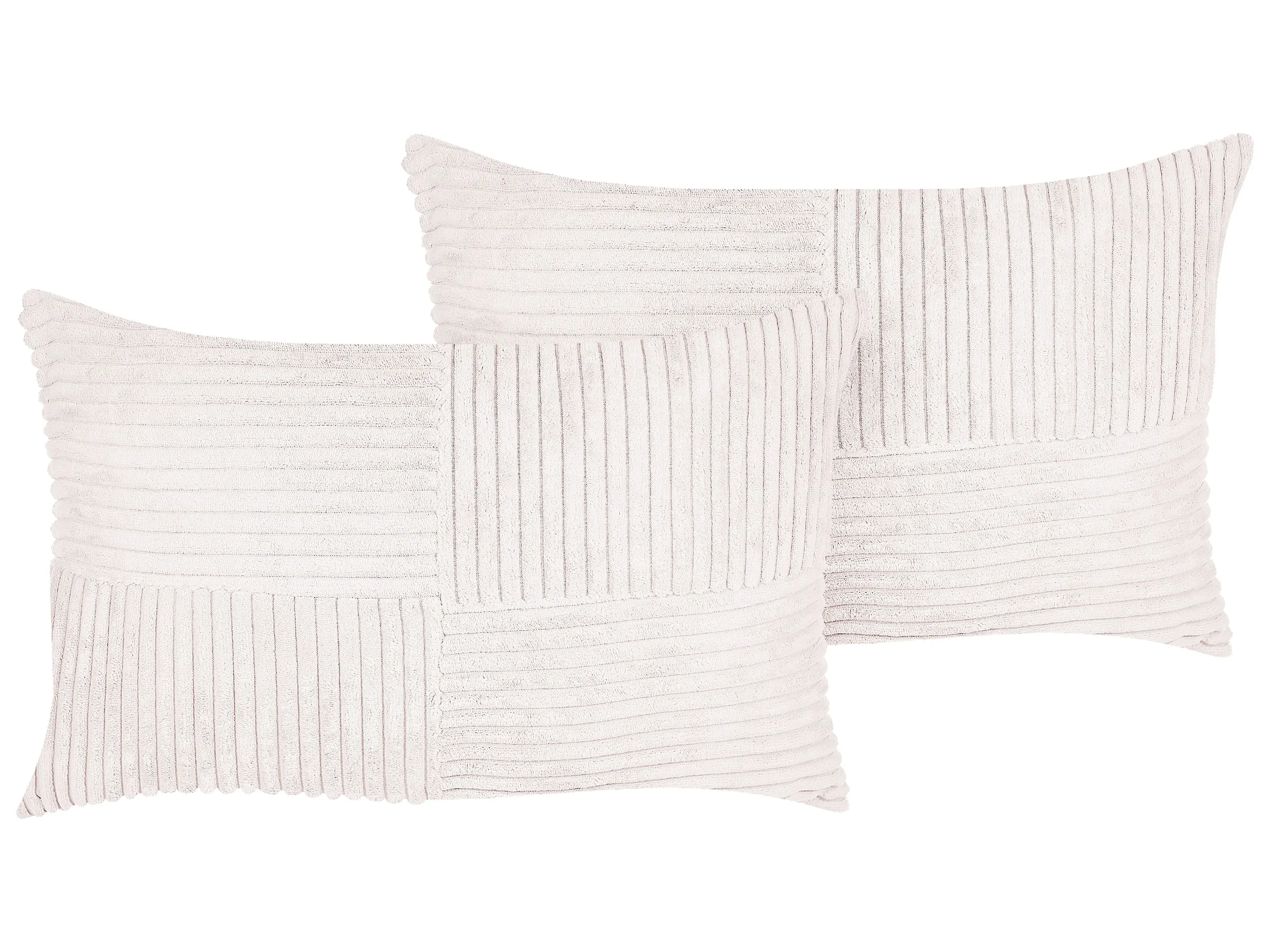 Conjunto de 2 cojines decorativos MILLET Pana 30 x 50 cm Blanco crema Patrón geométrico