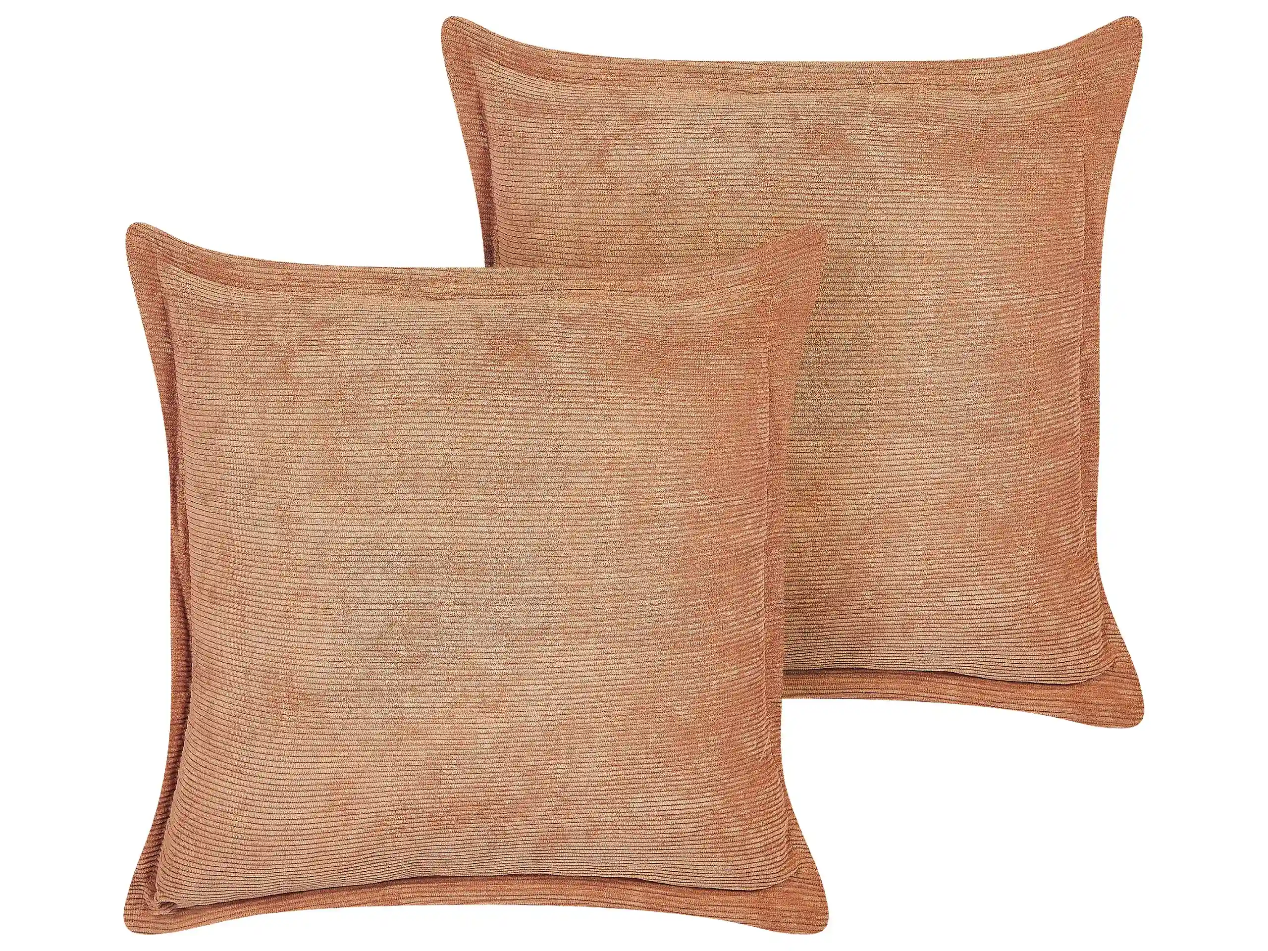 Conjunto de 2 cojines decorativos ZINNIA Pana 43 x 43 cm Naranja Liso