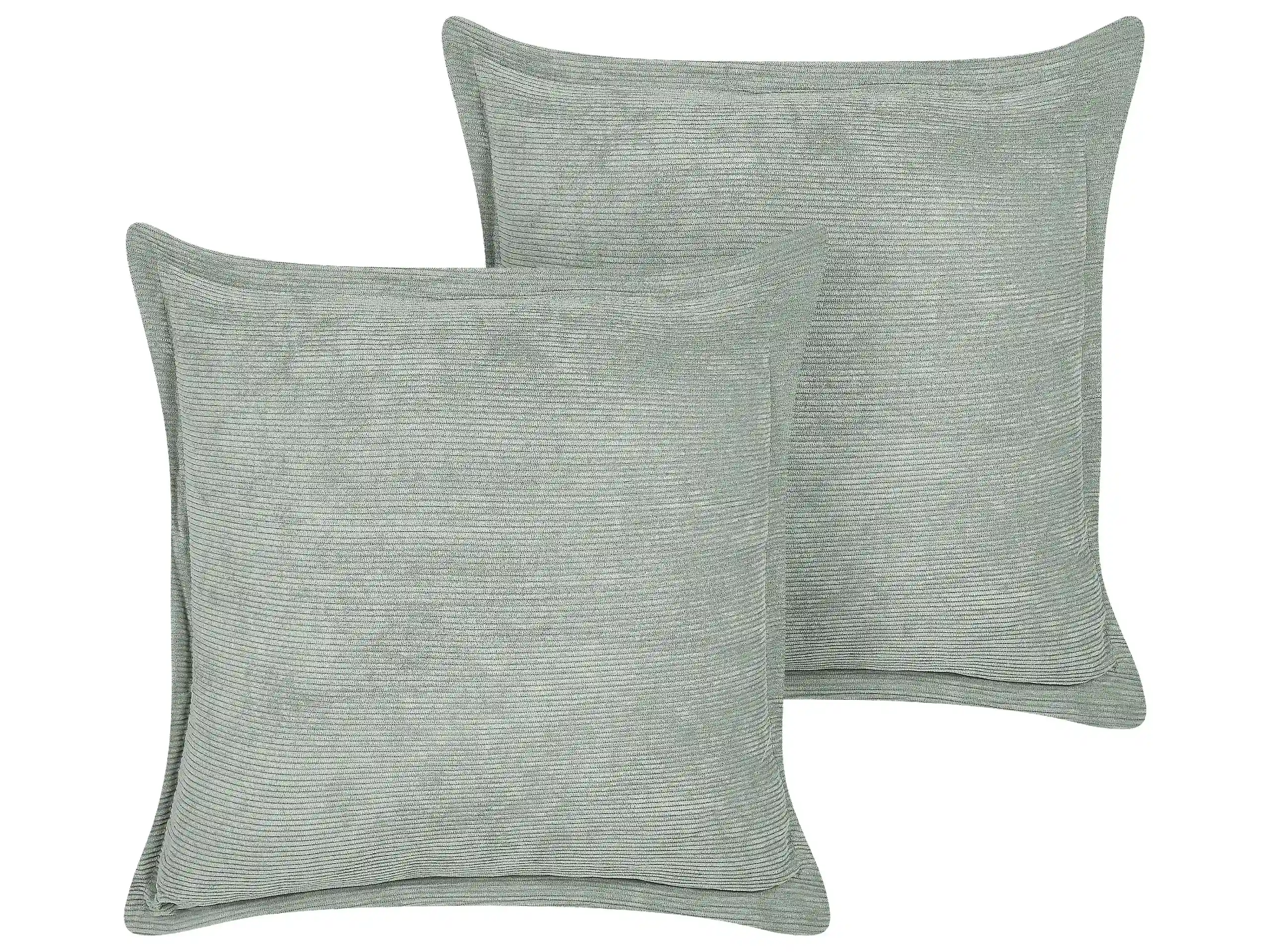 Conjunto de 2 cojines decorativos ZINNIA Pana 43 x 43 cm Verde claro Liso