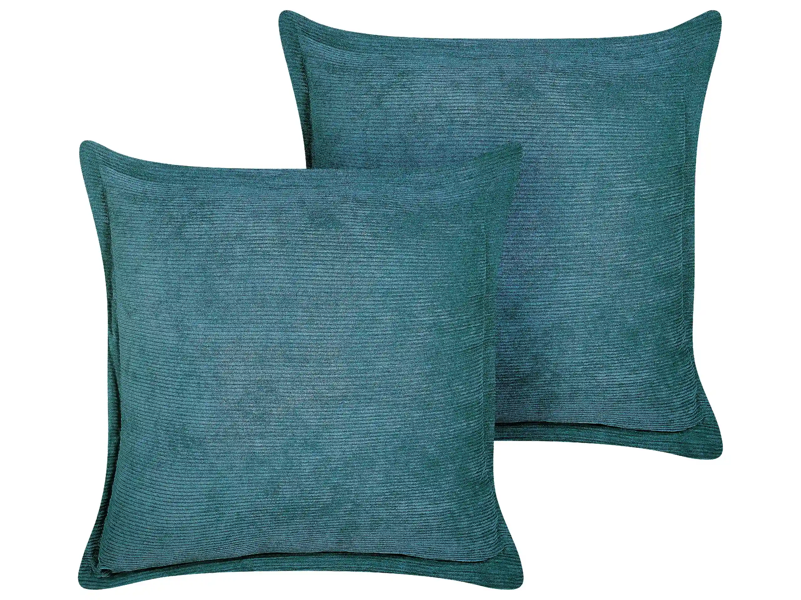 Conjunto de 2 cojines decorativos ZINNIA Pana 43 x 43 cm Verde azulado Liso