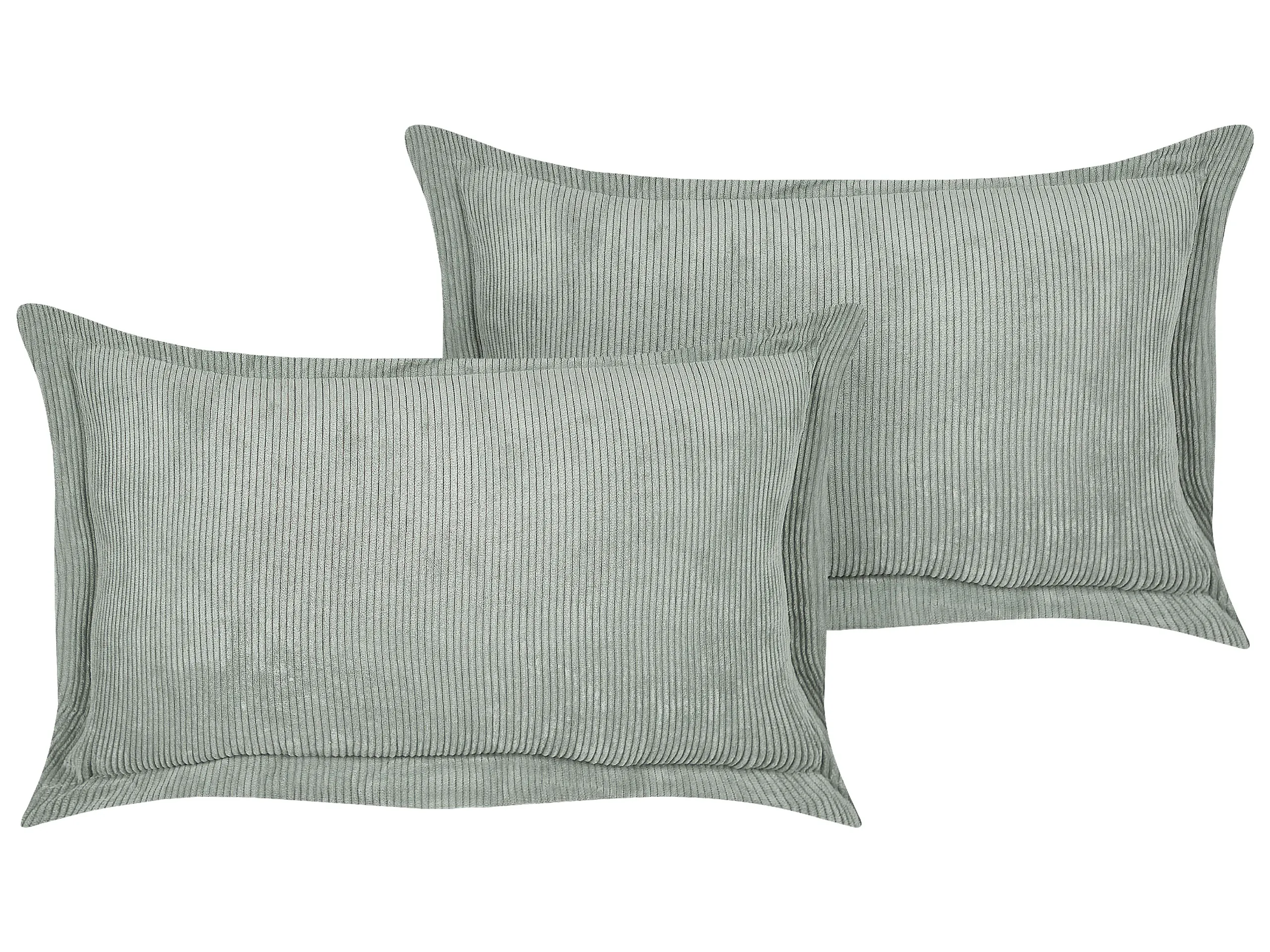 Conjunto de 2 cojines decorativos ZINNIA Pana 47 x 27 cm Verde claro Liso