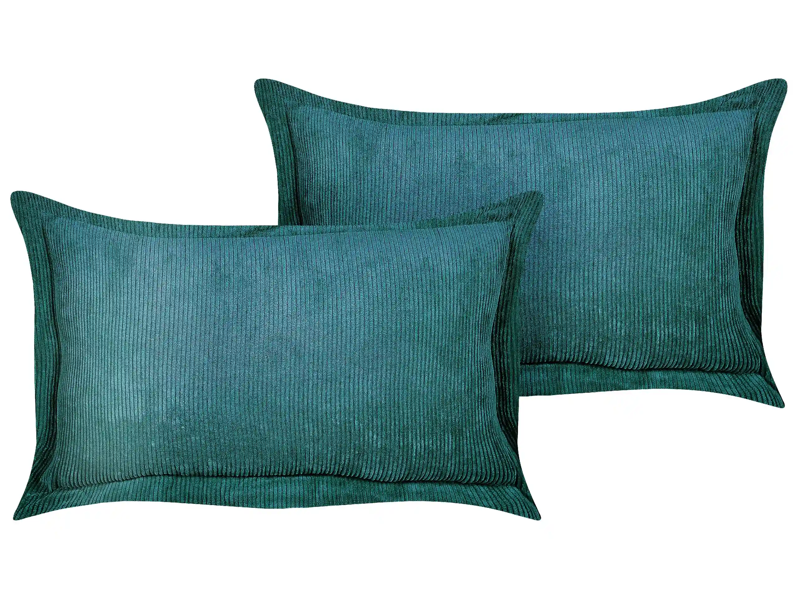 Conjunto de 2 cojines decorativos ZINNIA Pana 47 x 27 cm Verde azulado Liso